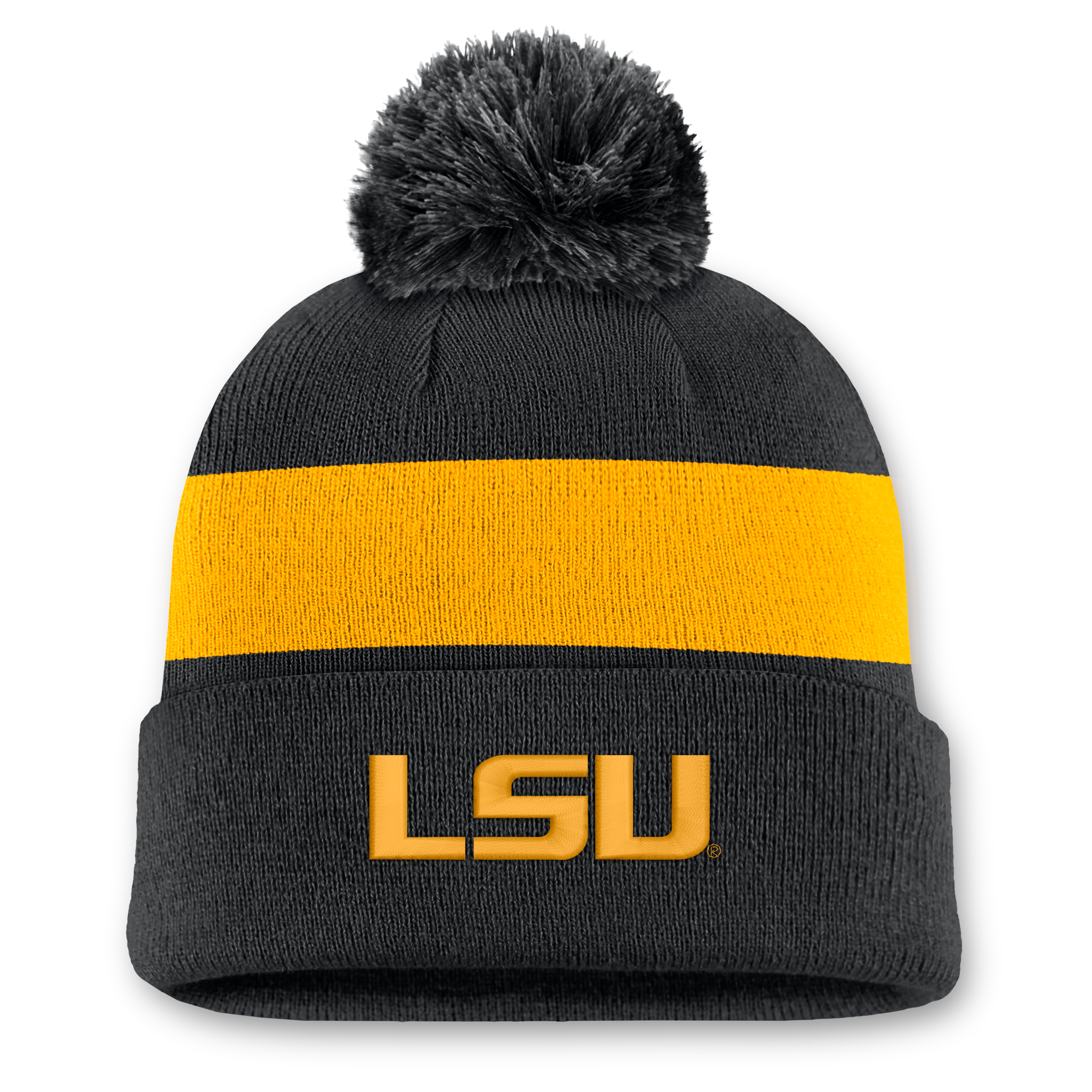 Bonnet unisexe Nike noir à rayures LSU Tigers Primetime avec pompon