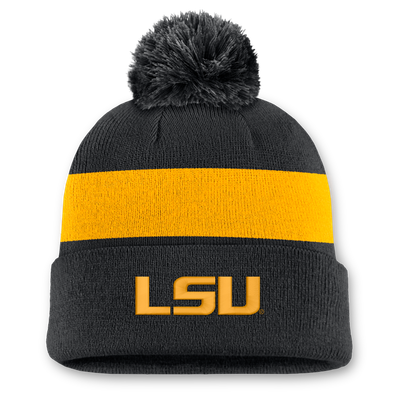 Bonnet unisexe à rayures et pompon Nike Primetime Stripe LSU Tigers - Noir