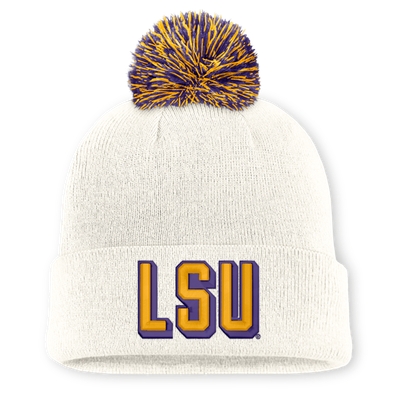 Bonnet unisexe Nike LSU Tigers avec pompon - Blanc