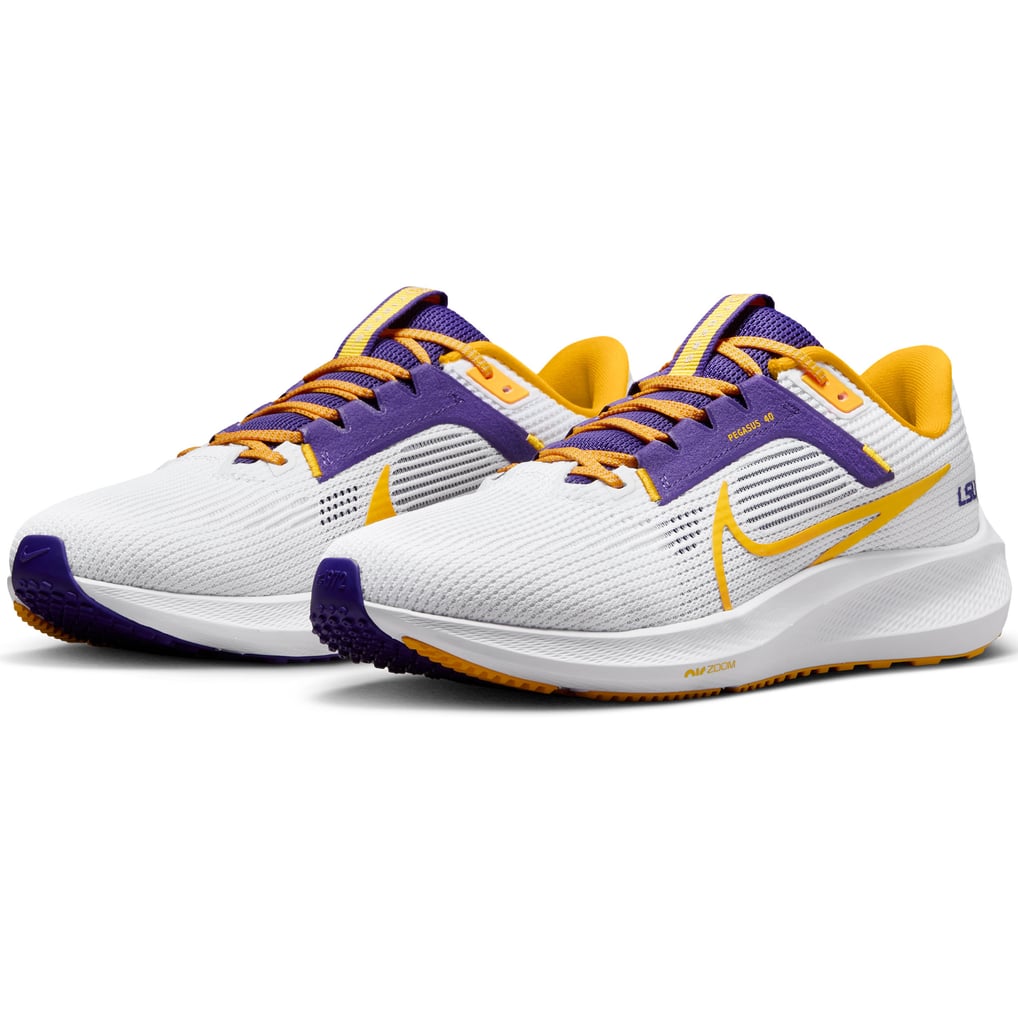 Unisex Nike White LSU Tigers Zoom Pegasus 40 Running Shoe display picture 3