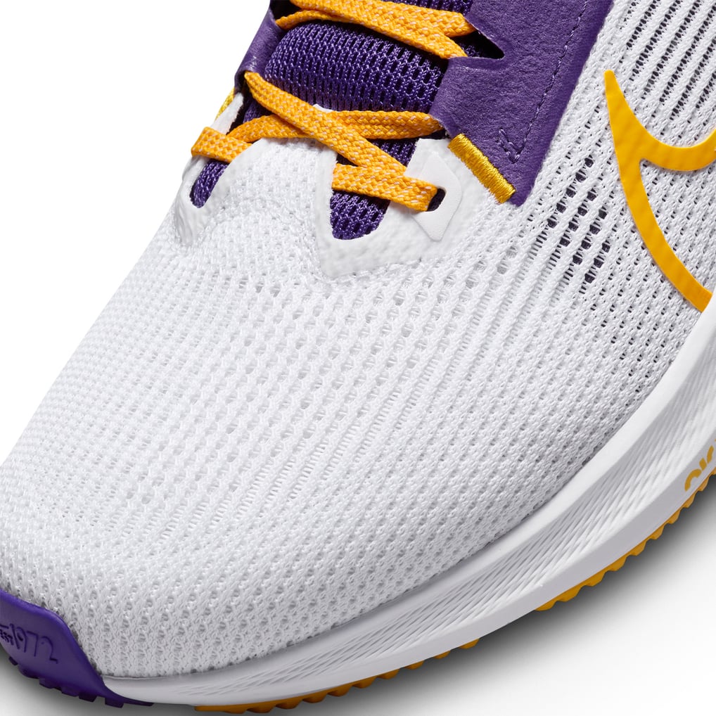 NIKE Pegasus 40 LSU Tigers shoes LSU Tigers Nike Unisex Zoom Pegasus 40 Running Shoe - White main image 2