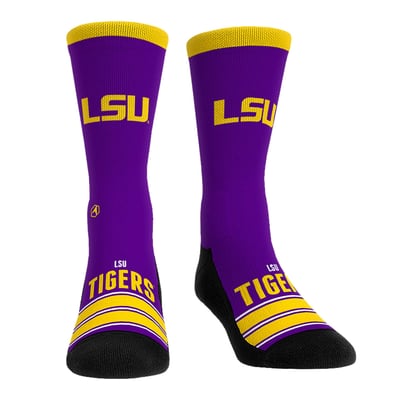 LSU Tigers Rock Em Unisex Gametime Stripe Crew Socks - Purple