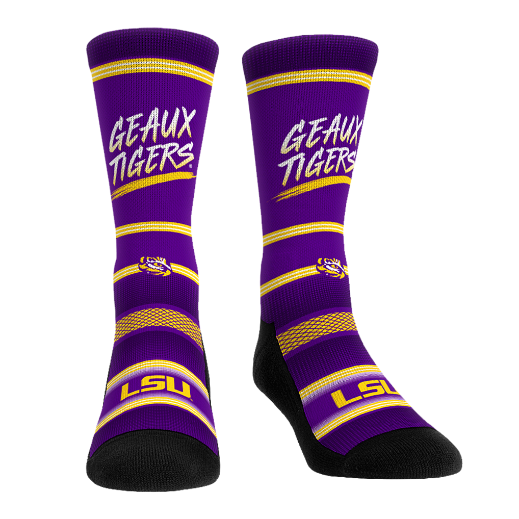 Tigger Ruck Em Unisex Rock Em Socks LSU Tigers Fan Favorite Three-Pack Crew Sock Set