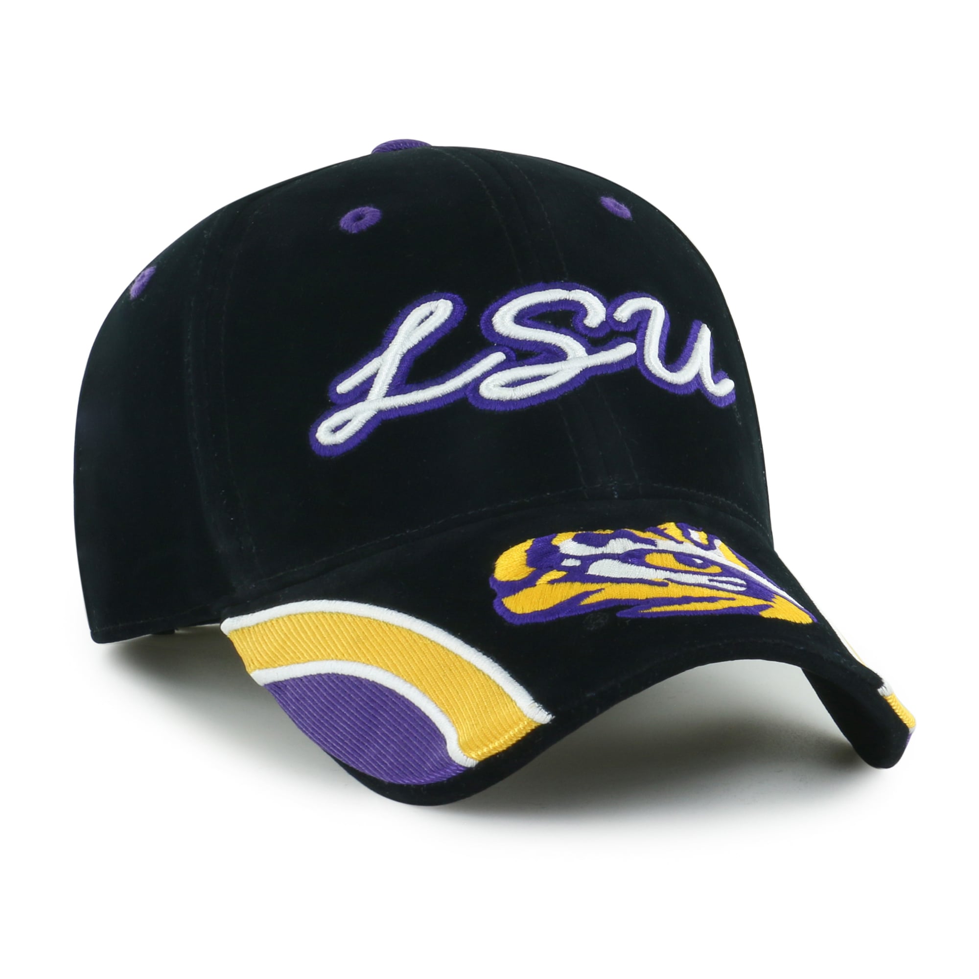 Casquette ajustable pour femme LSU Tigers en velours denim noir '47 avec inscription MVP