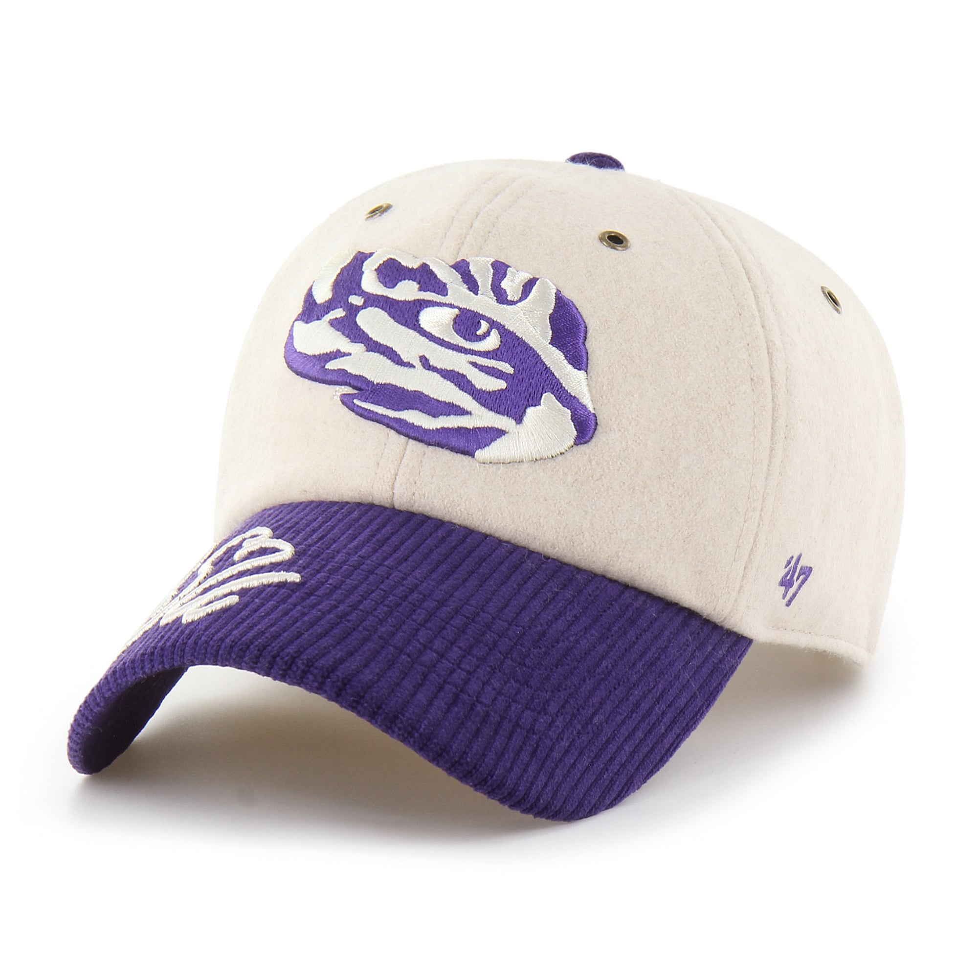 Casquette ajustable pour femme « 47 » crème/violette LSU Tigers Rope Script Clean Up