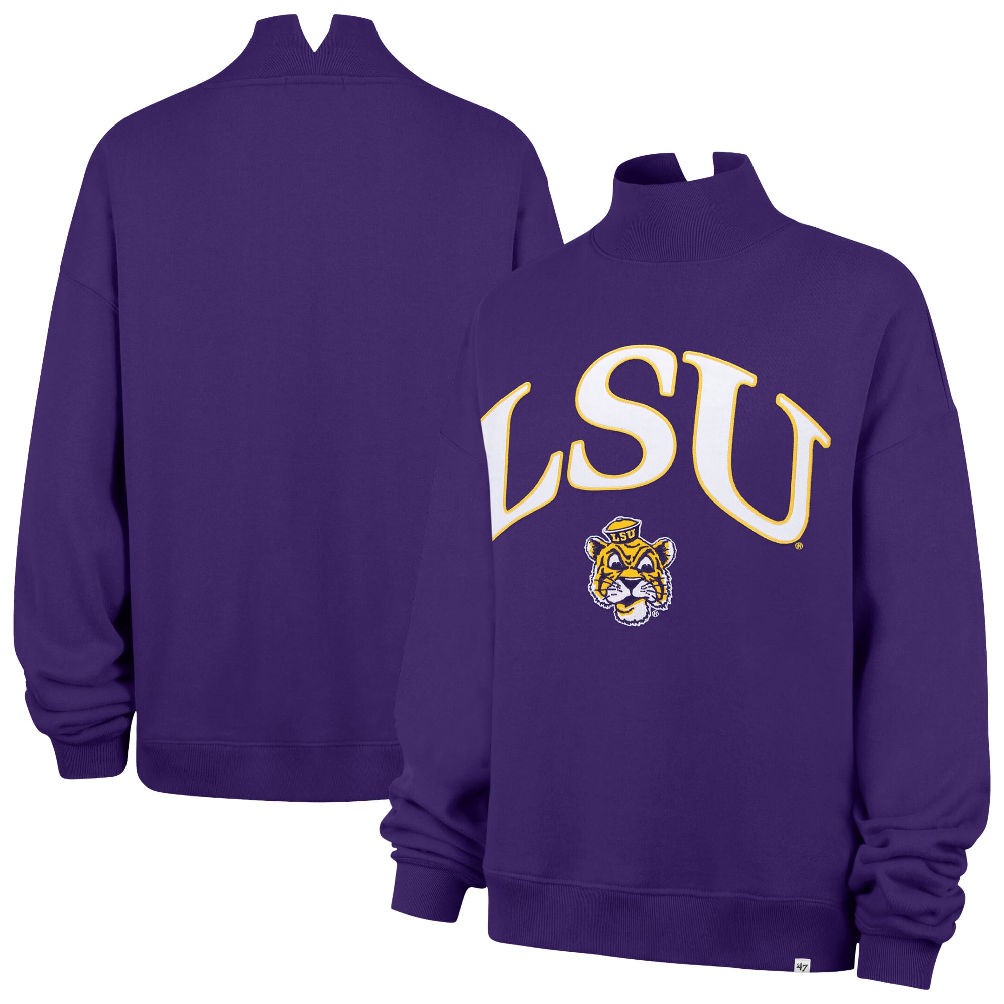 Sweat-shirt à col montant violet LSU Tigers pour femme, modèle 47