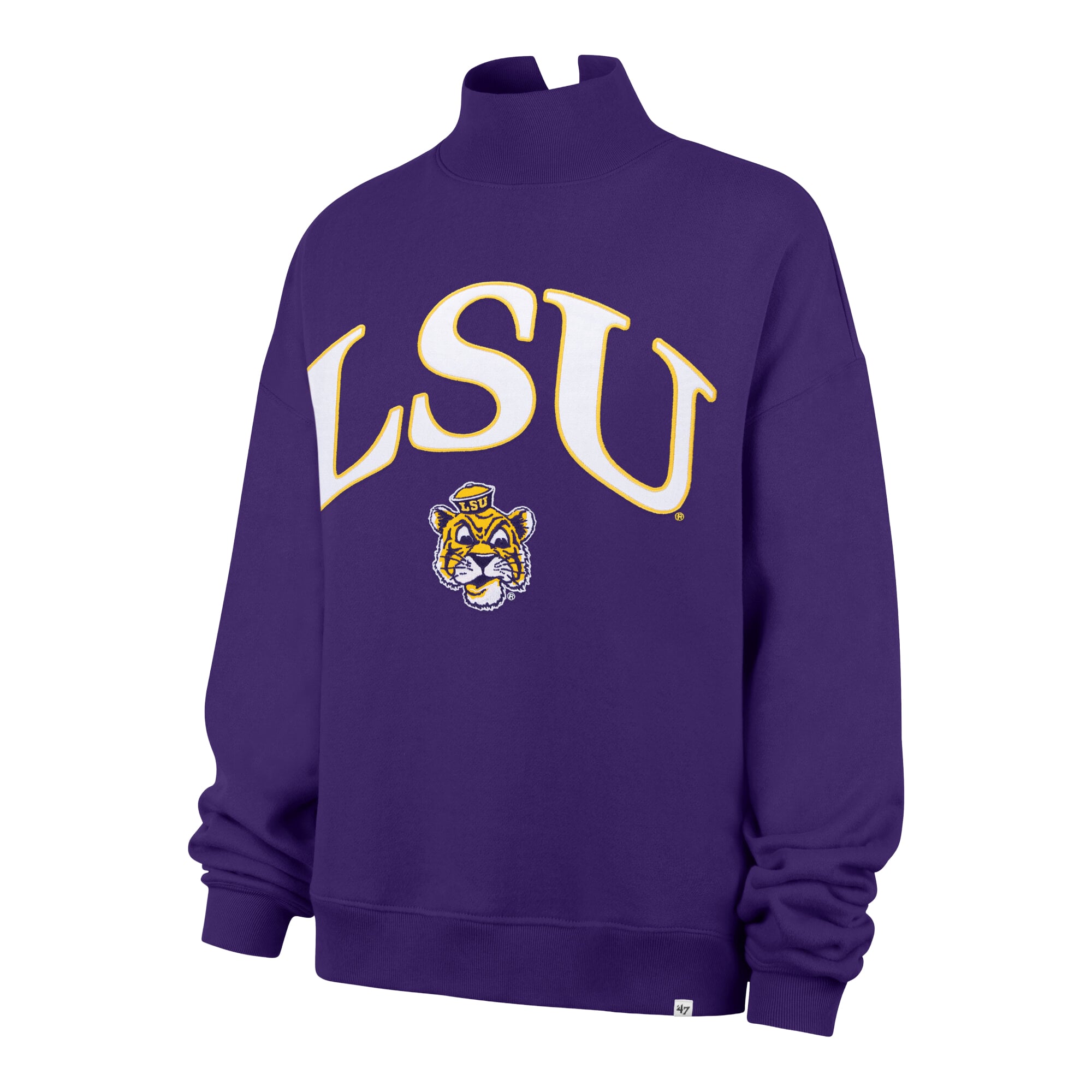 Sweat-shirt à col montant violet LSU Tigers pour femme, modèle 47