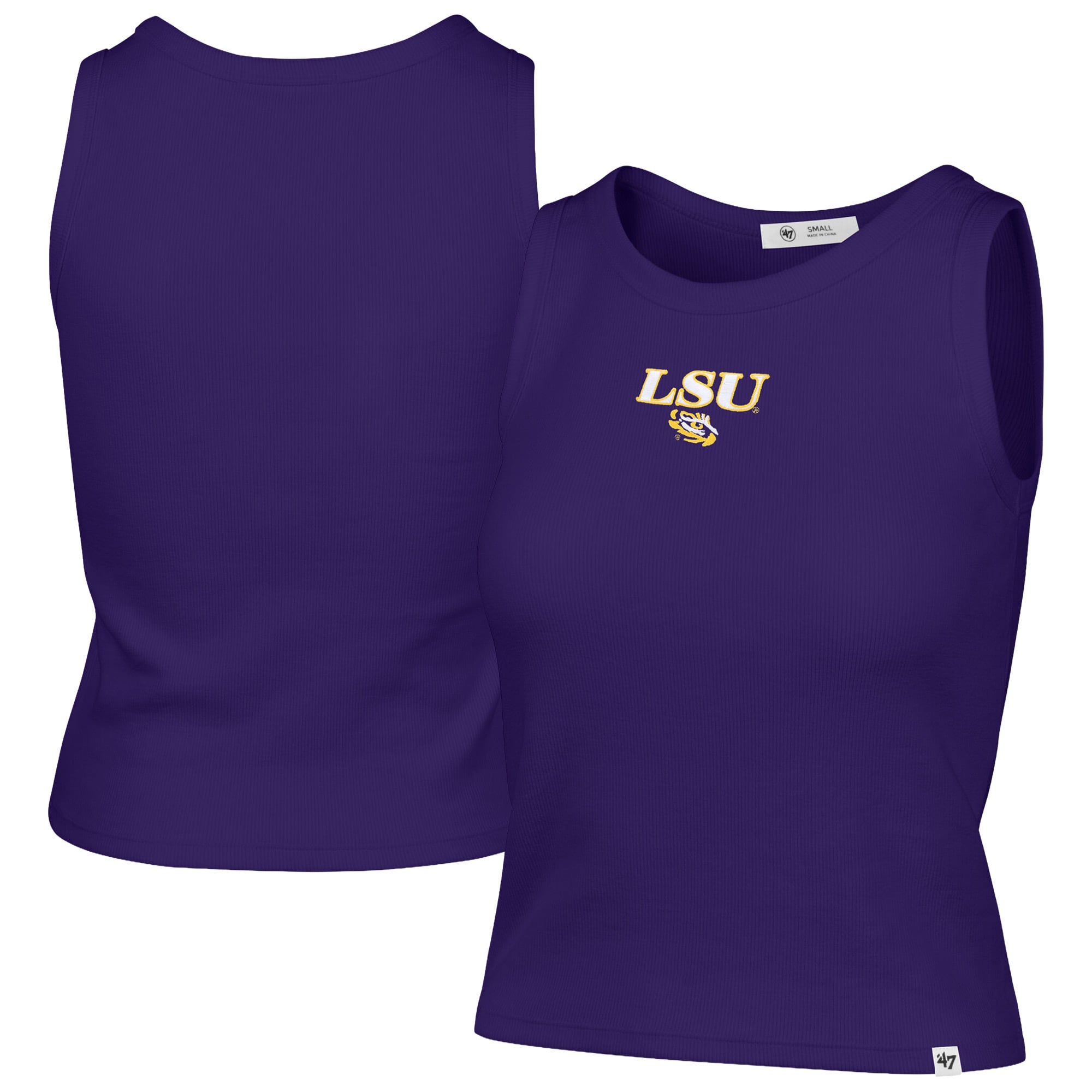 Women's '47 Purple LSU Tigers Straight Cut Baby Rib Tank Top