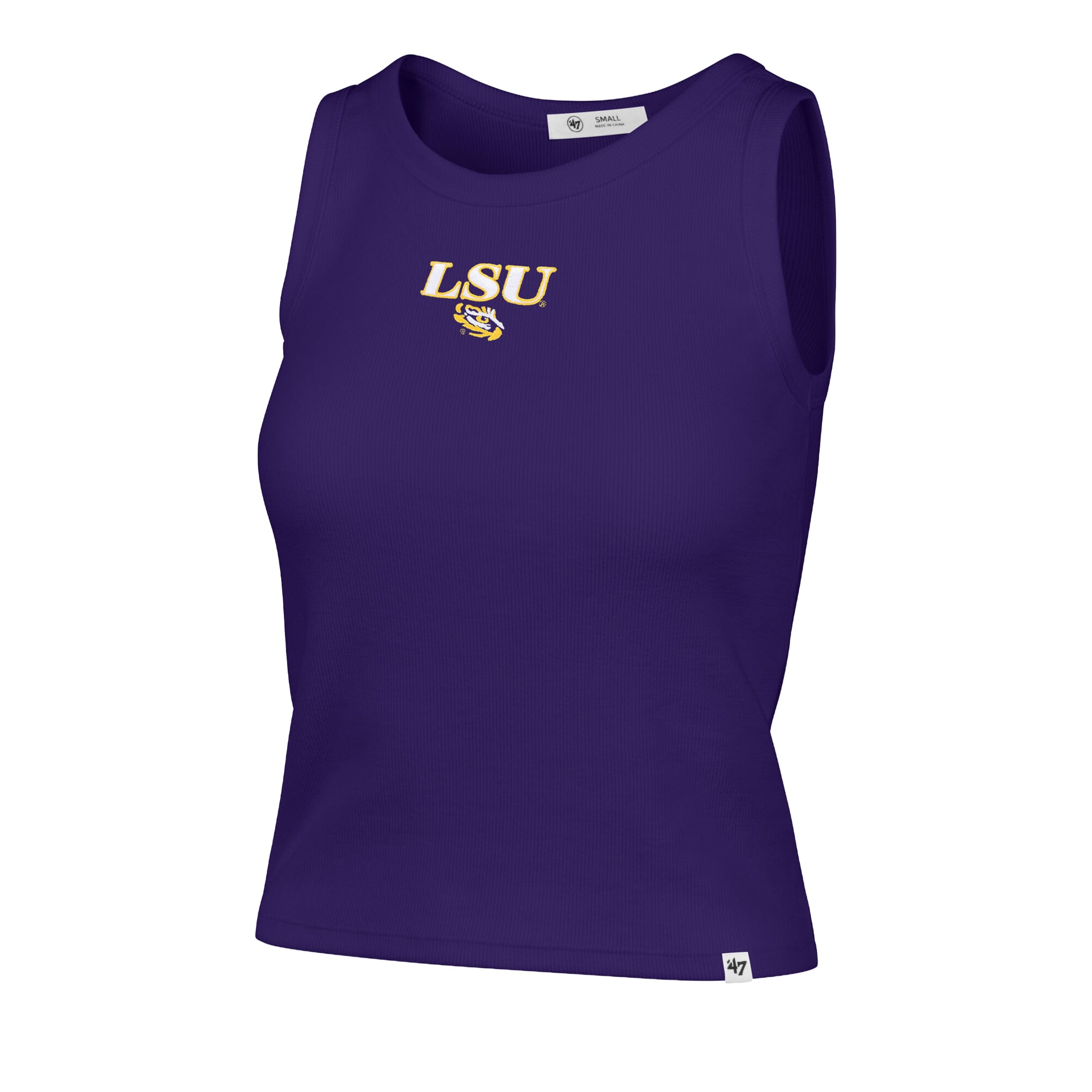 Women's '47 Purple LSU Tigers Straight Cut Baby Rib Tank Top
