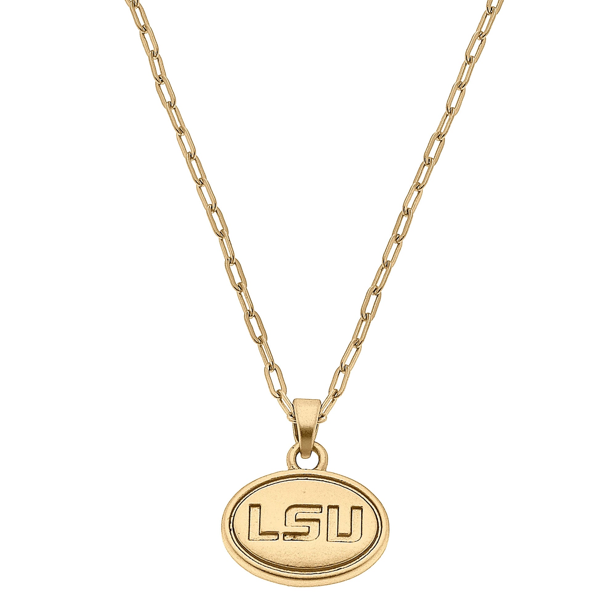 Women's CANVAS Style LSU Tigers Gold Plated Pendant Necklace