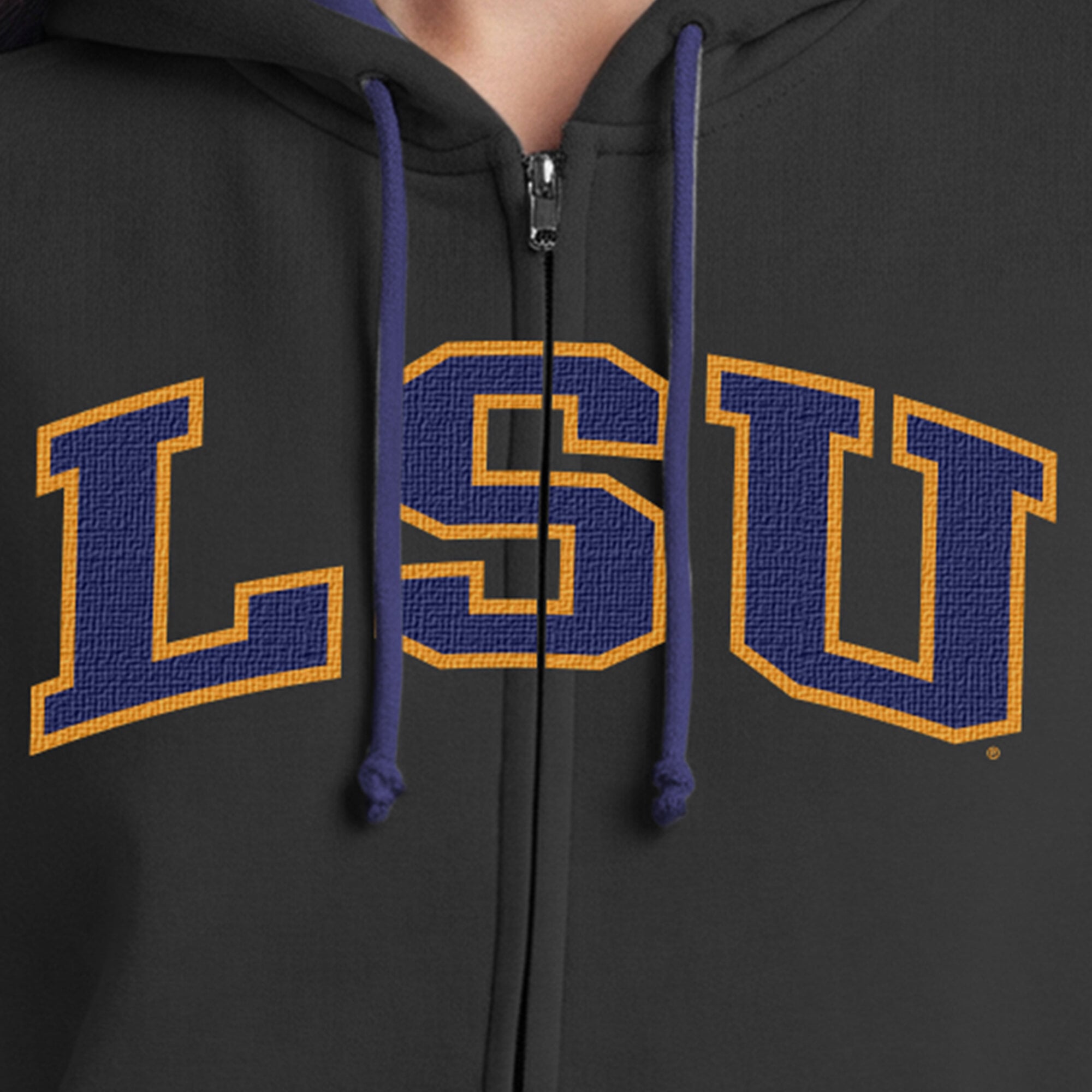 Sweat à capuche zippé en polaire Champion Black LSU Tigers Arch pour femme