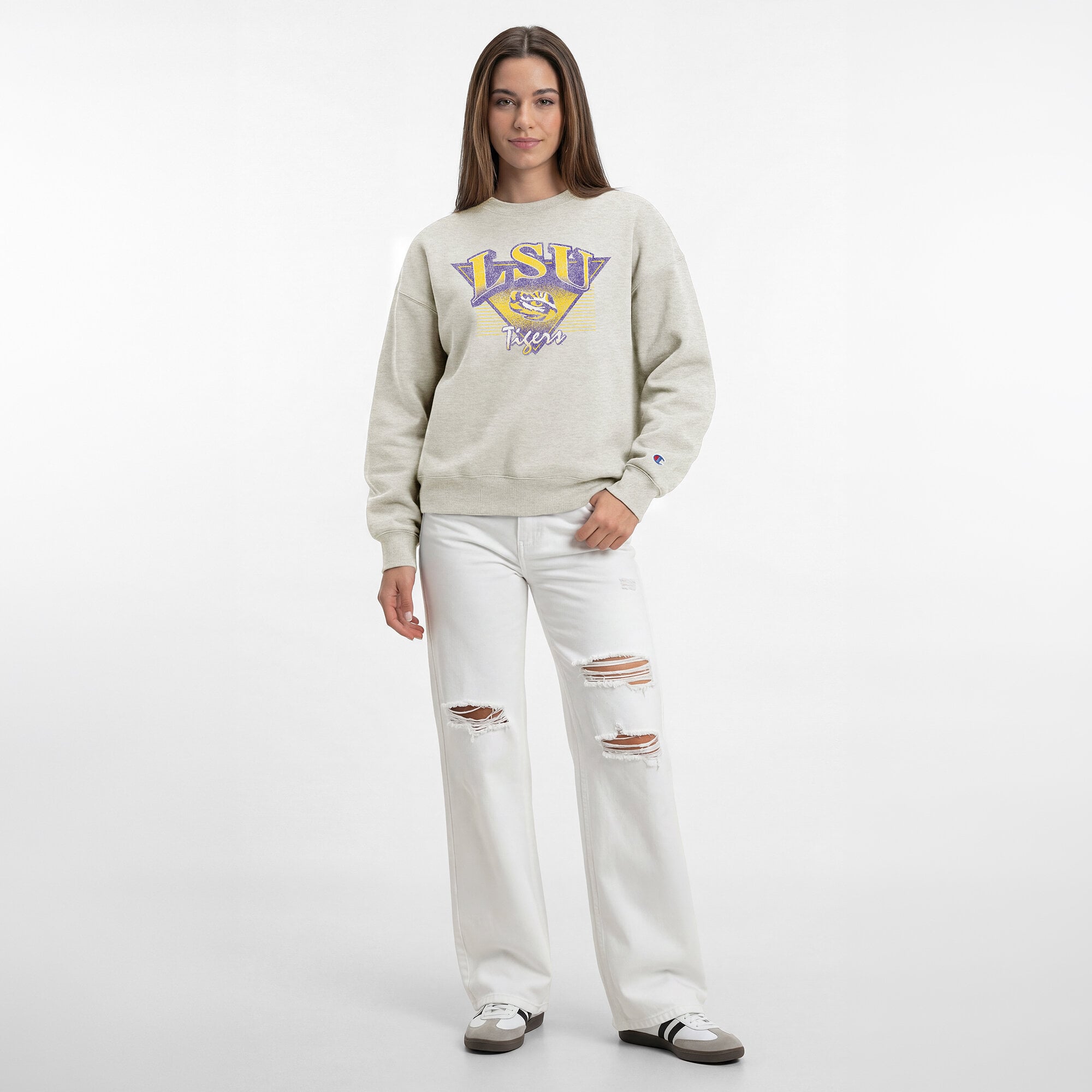 Sweat-shirt à manches courtes Champion Oatmeal LSU Tigers All-Star pour femmes