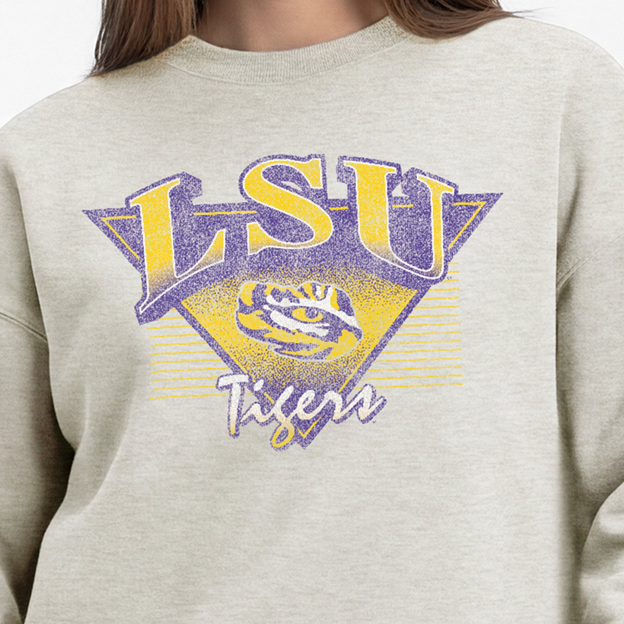 Sweat-shirt à manches courtes Champion Oatmeal LSU Tigers All-Star pour femmes