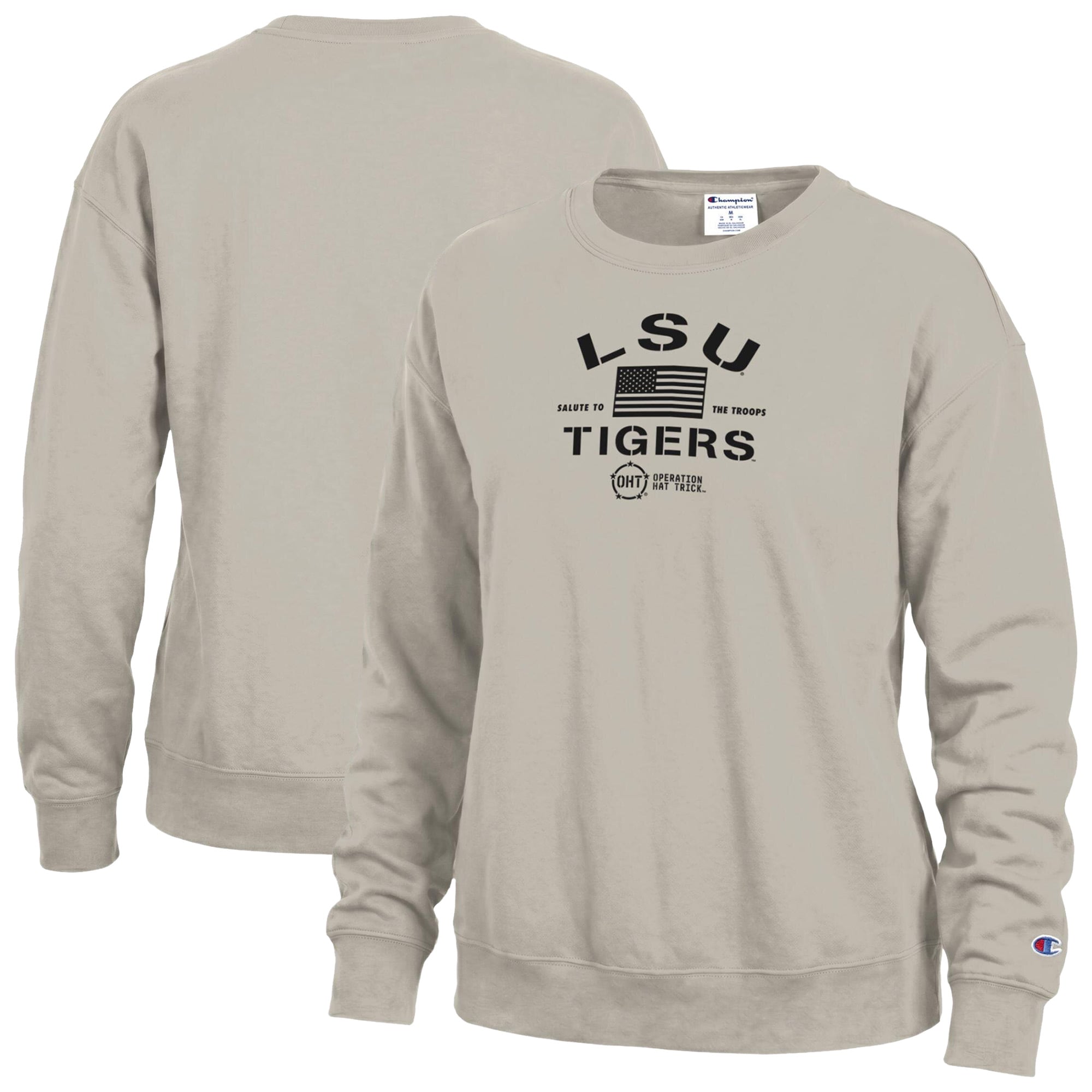 Women's Champion Tan LSU Tigers Operation Hat Trick Powerblend Sweatshirt
