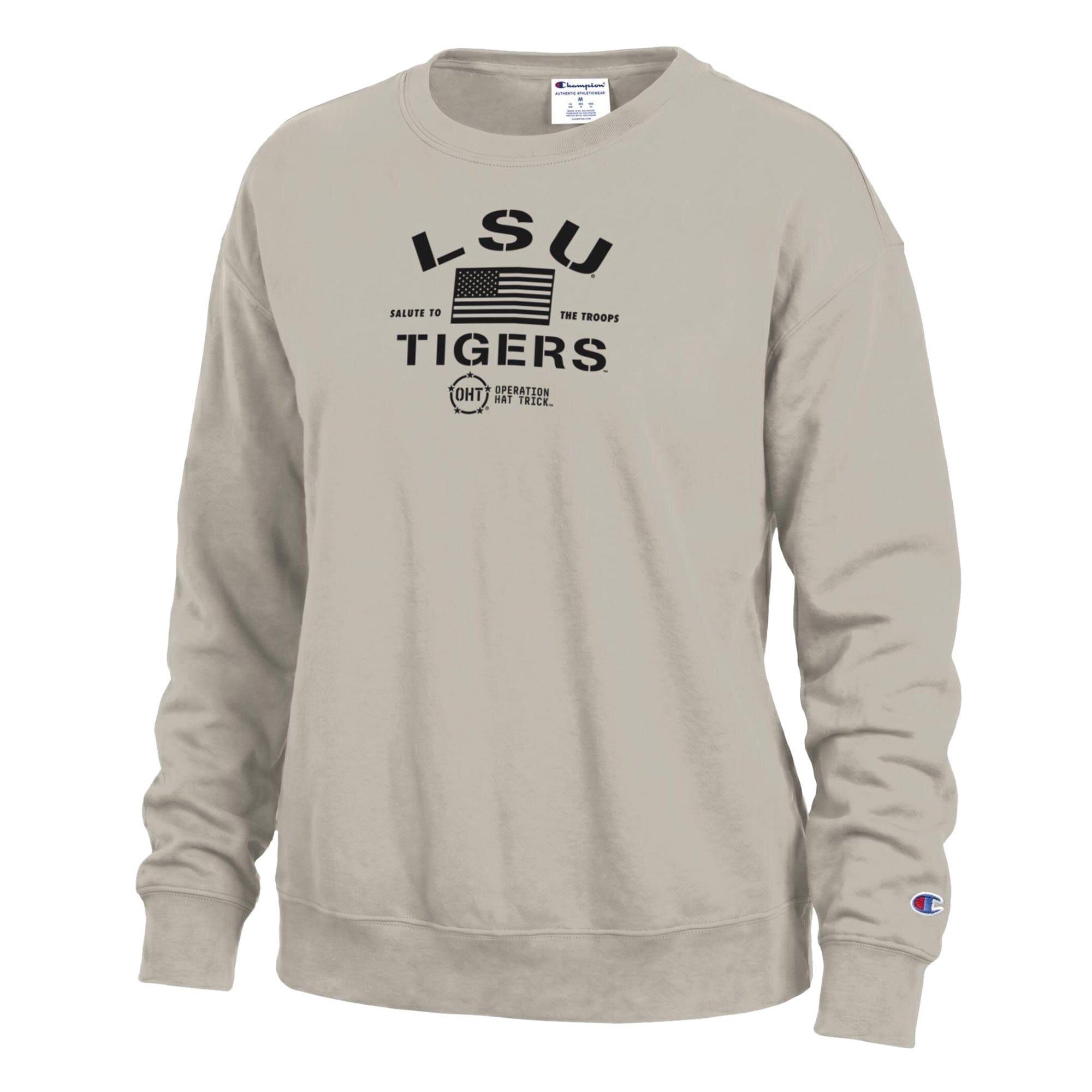 Women's Champion Tan LSU Tigers Operation Hat Trick Powerblend Sweatshirt