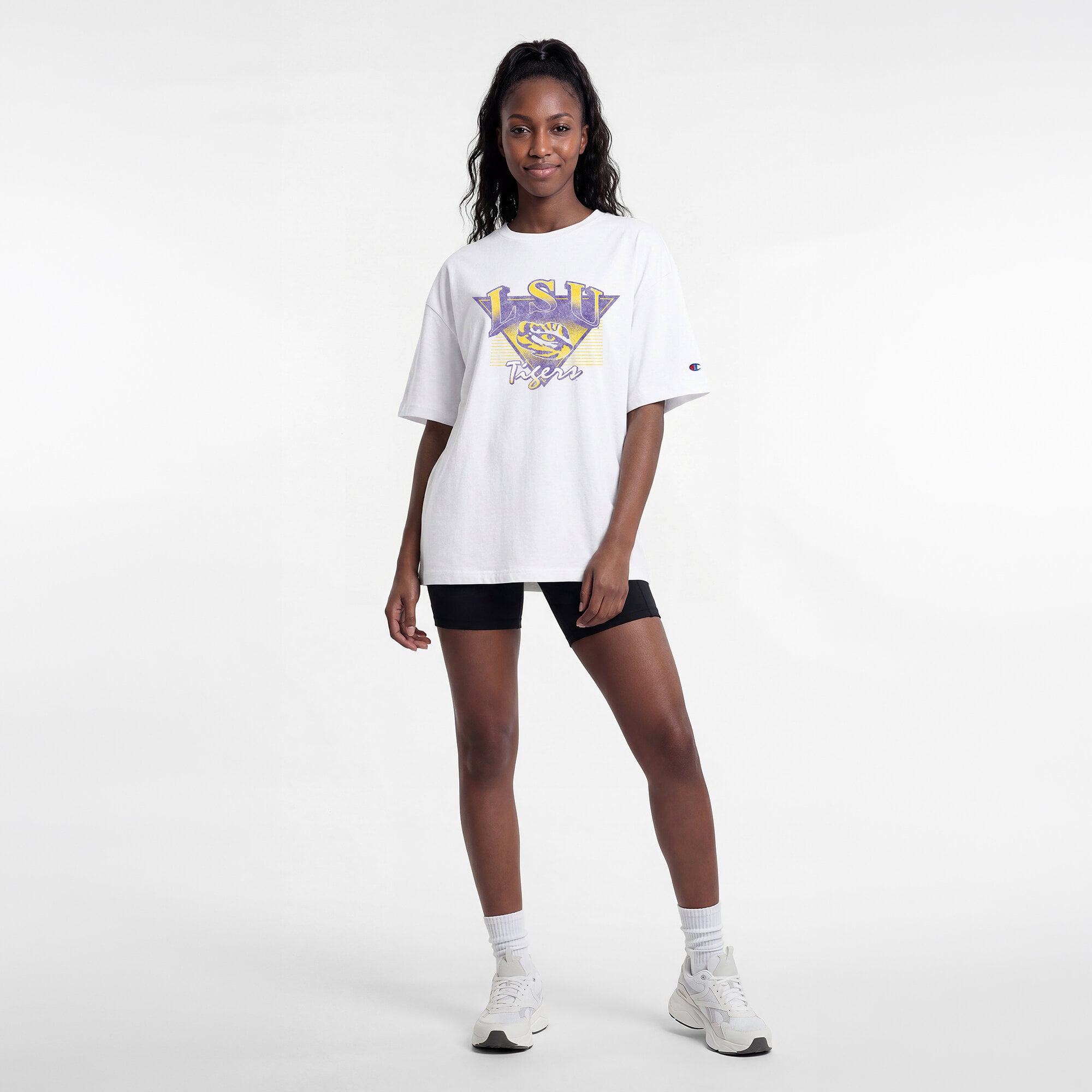 Women's Champion White LSU Tigers Retro Oversized T-Shirt