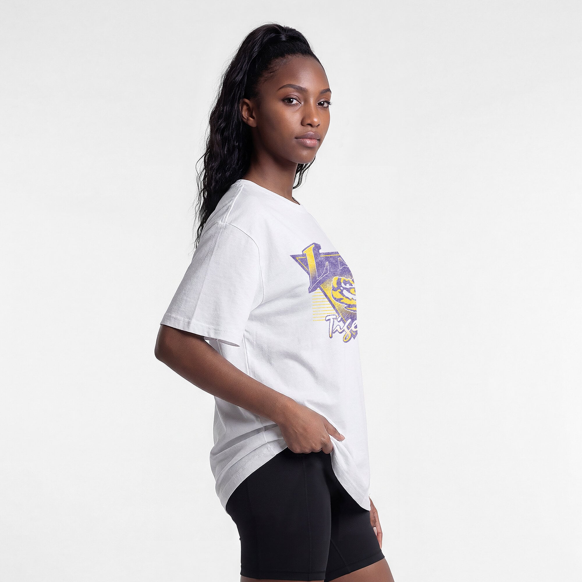 Women's Champion White LSU Tigers Retro Oversized T-Shirt