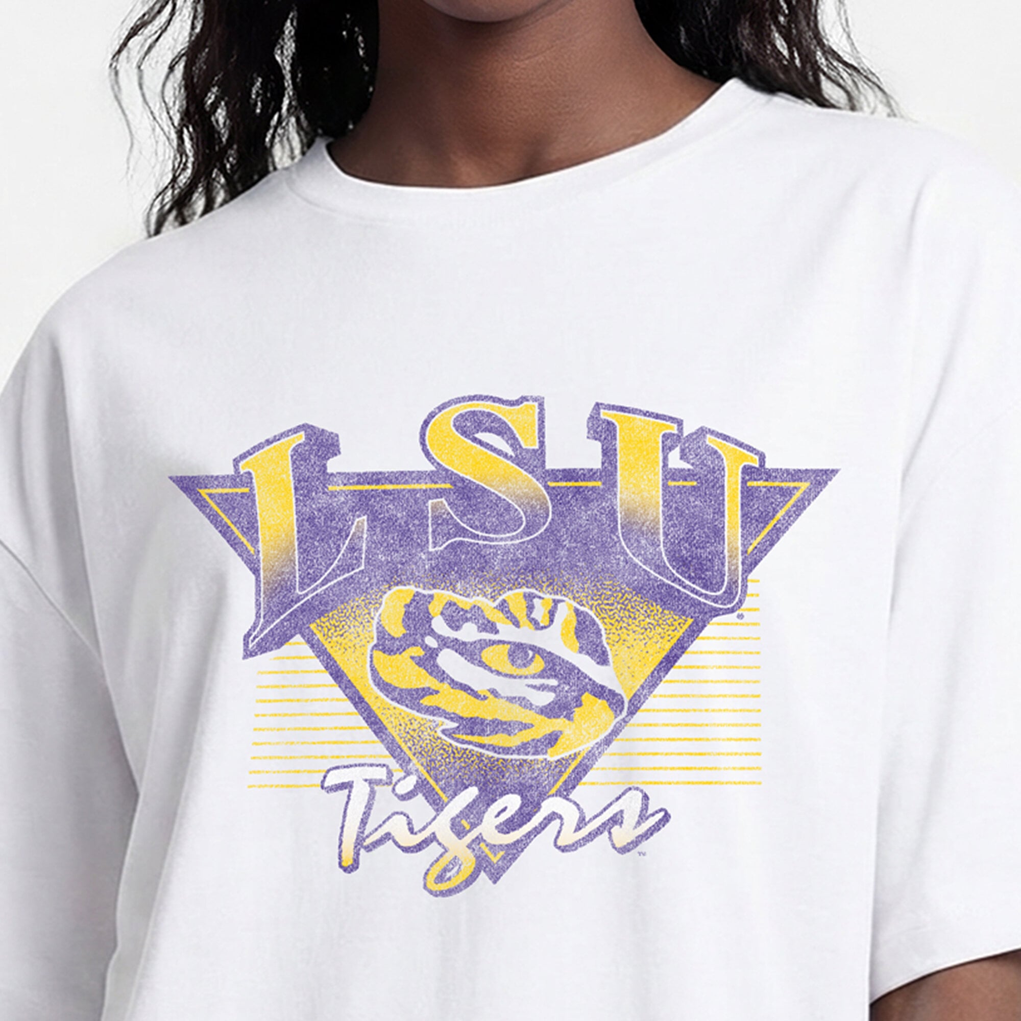 Women's Champion White LSU Tigers Retro Oversized T-Shirt