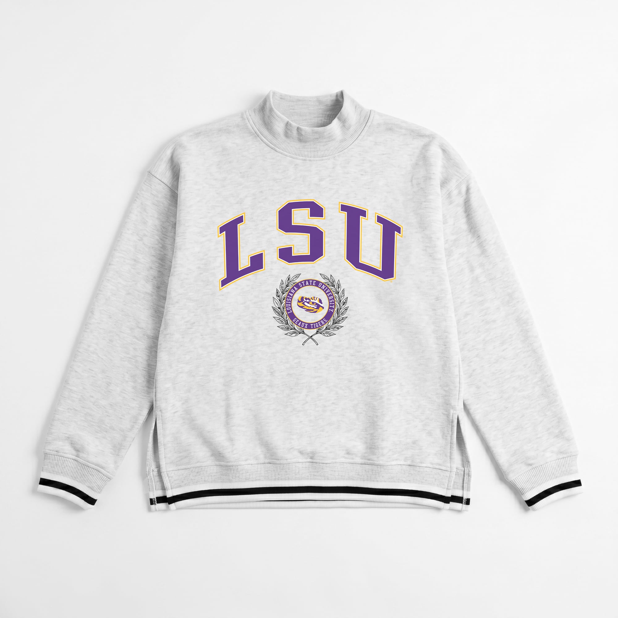 Women's Gameday Couture Gray LSU Tigers Rally Point Contrast Stripe Mock Neck Sweatshirt