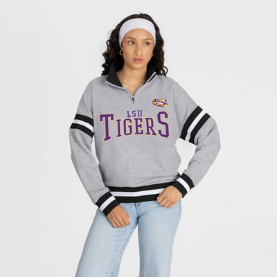  LSU Tigers Gameday Couture Women's Hold the Line Quarter-Zip Pullover - Heather Gray