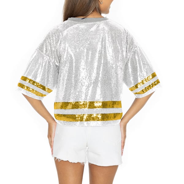lsu sequin jersey dress Women's Gameday Couture White Tigers Striped Cropped Fashion T-Shirt Lsu tigers