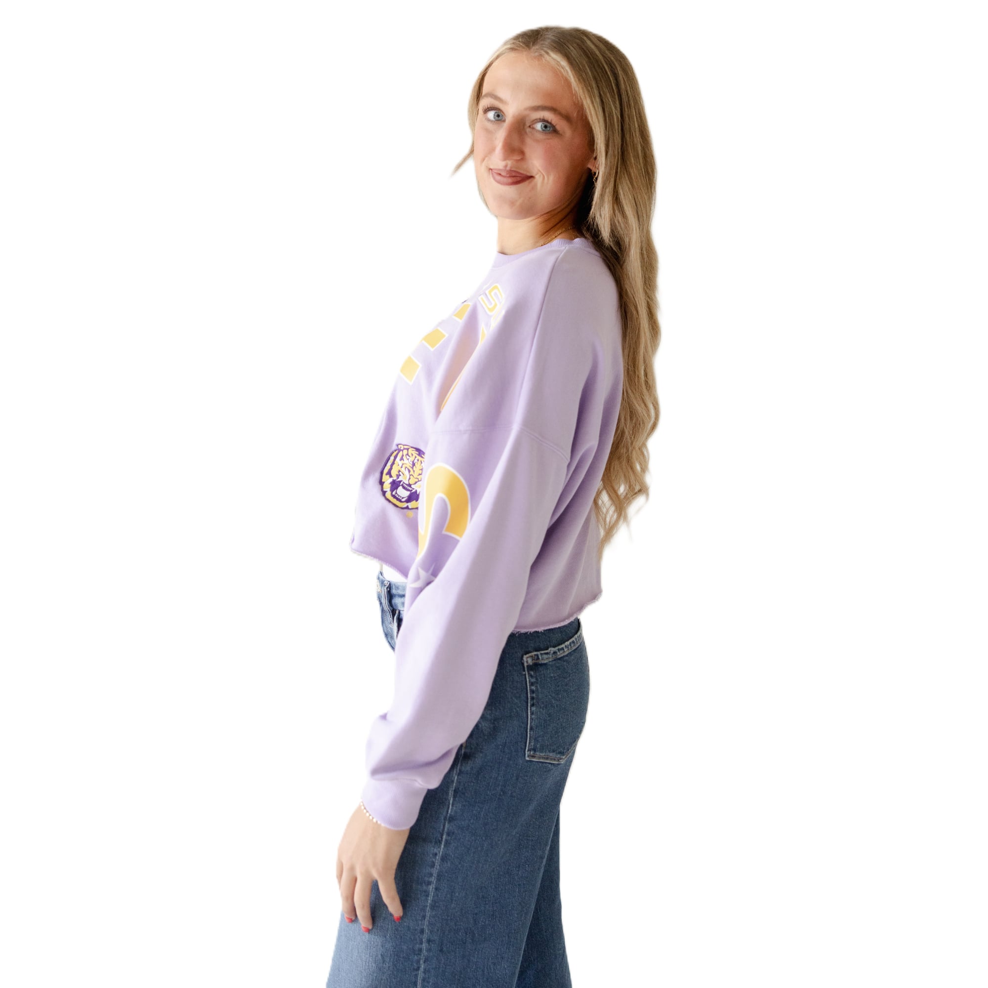 Sweat-shirt à écusson LSU Tigers Phipps lavande pour femmes