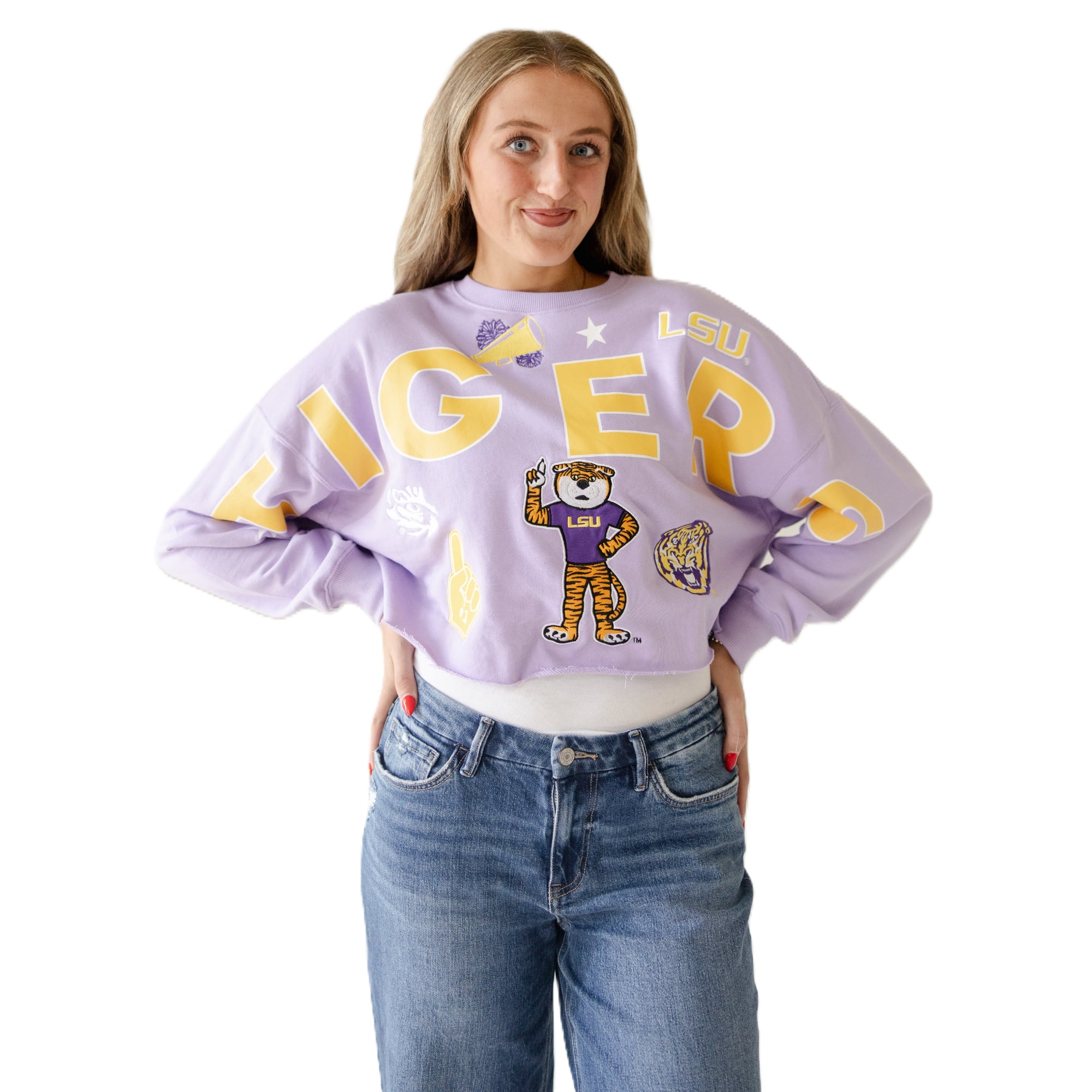 Sweat-shirt à écusson LSU Tigers Phipps lavande pour femmes