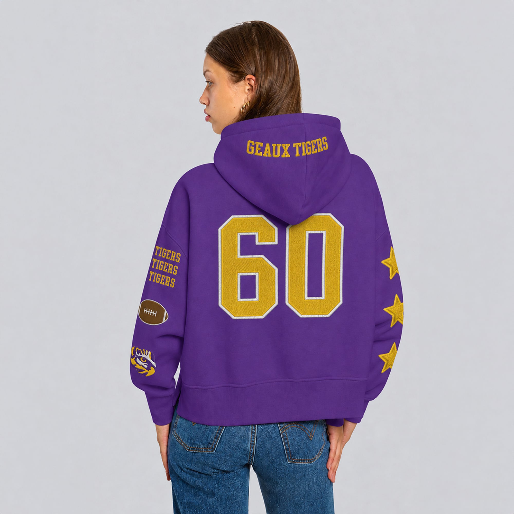 Sweat à capuche court violet LSU Tigers pour femme de la marque Hype and Vice