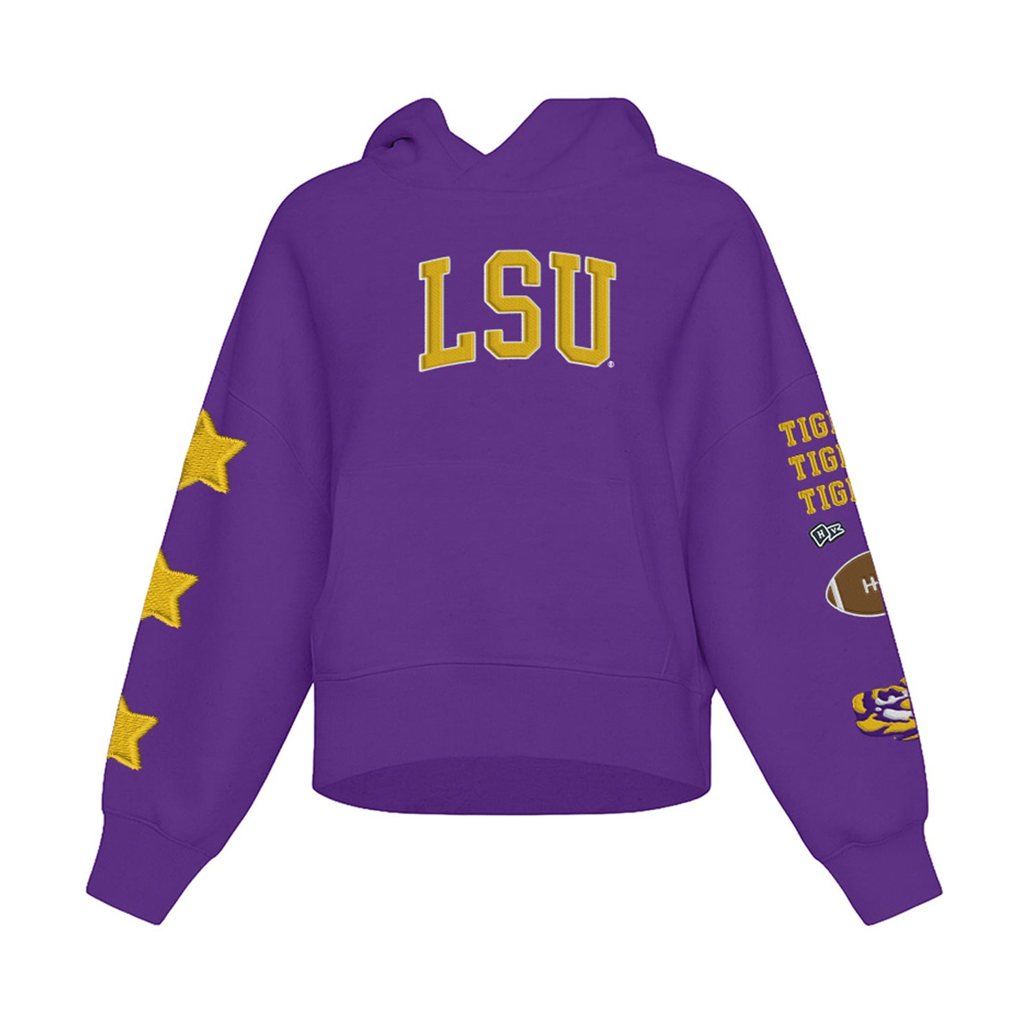 Sweat à capuche court violet LSU Tigers pour femme de la marque Hype and Vice