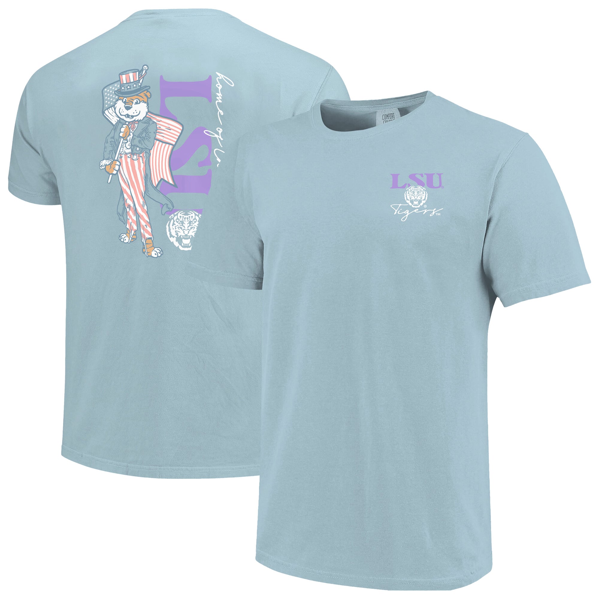 T-shirt femme bleu clair LSU Tigers Americana Mascot Comfort Colors