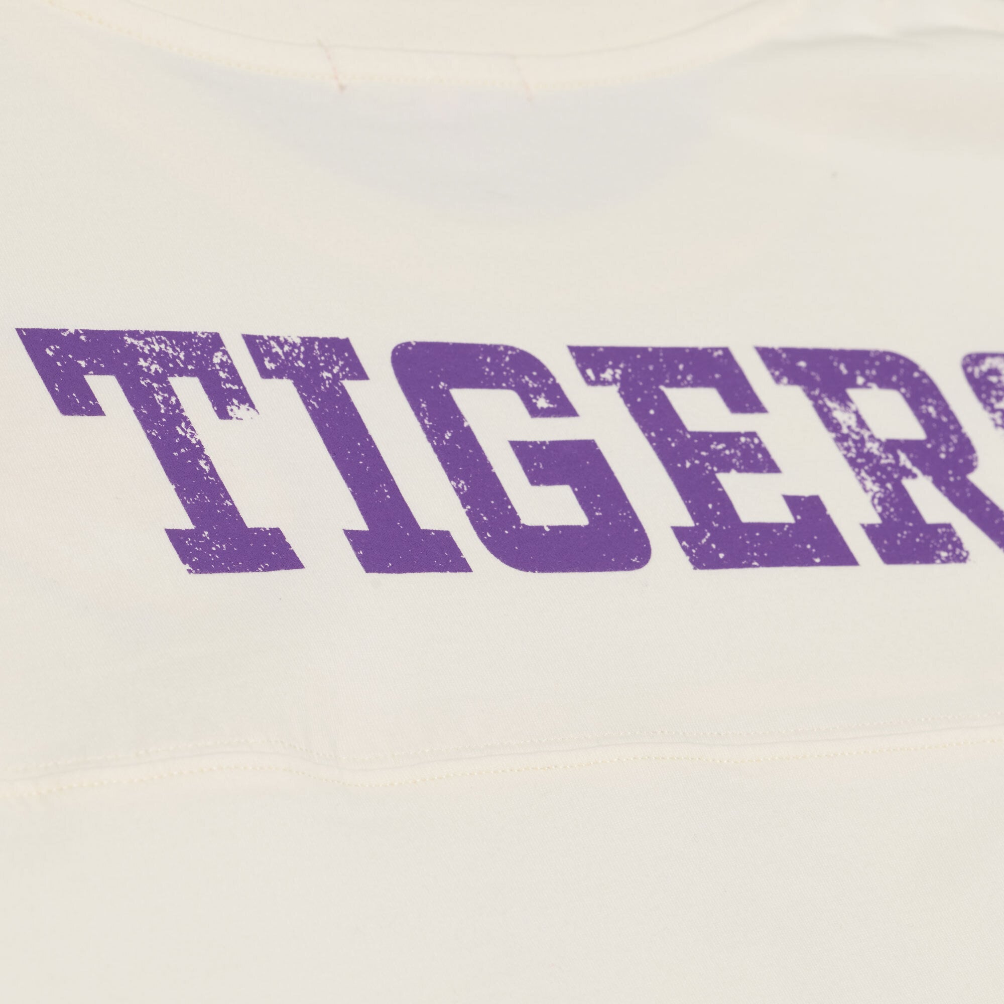 T-shirt oversize à manches 3/4 Mitchell & Ness crème pour femme, modèle LSU Tigers Retro Roots
