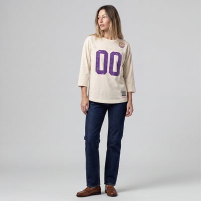 T-shirt oversize à manches 3/4 pour femme LSU Tigers Mitchell & Ness Retro Roots - Crème