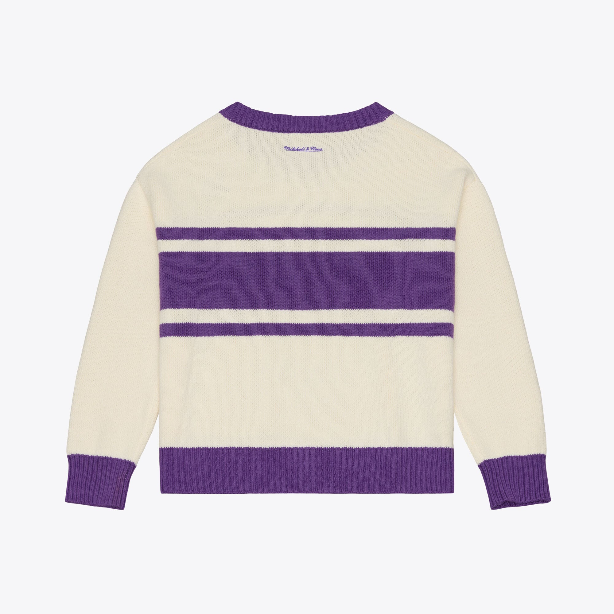 Women's Mitchell & Ness Cream LSU Tigers Retro Roots V-Neck Sweater