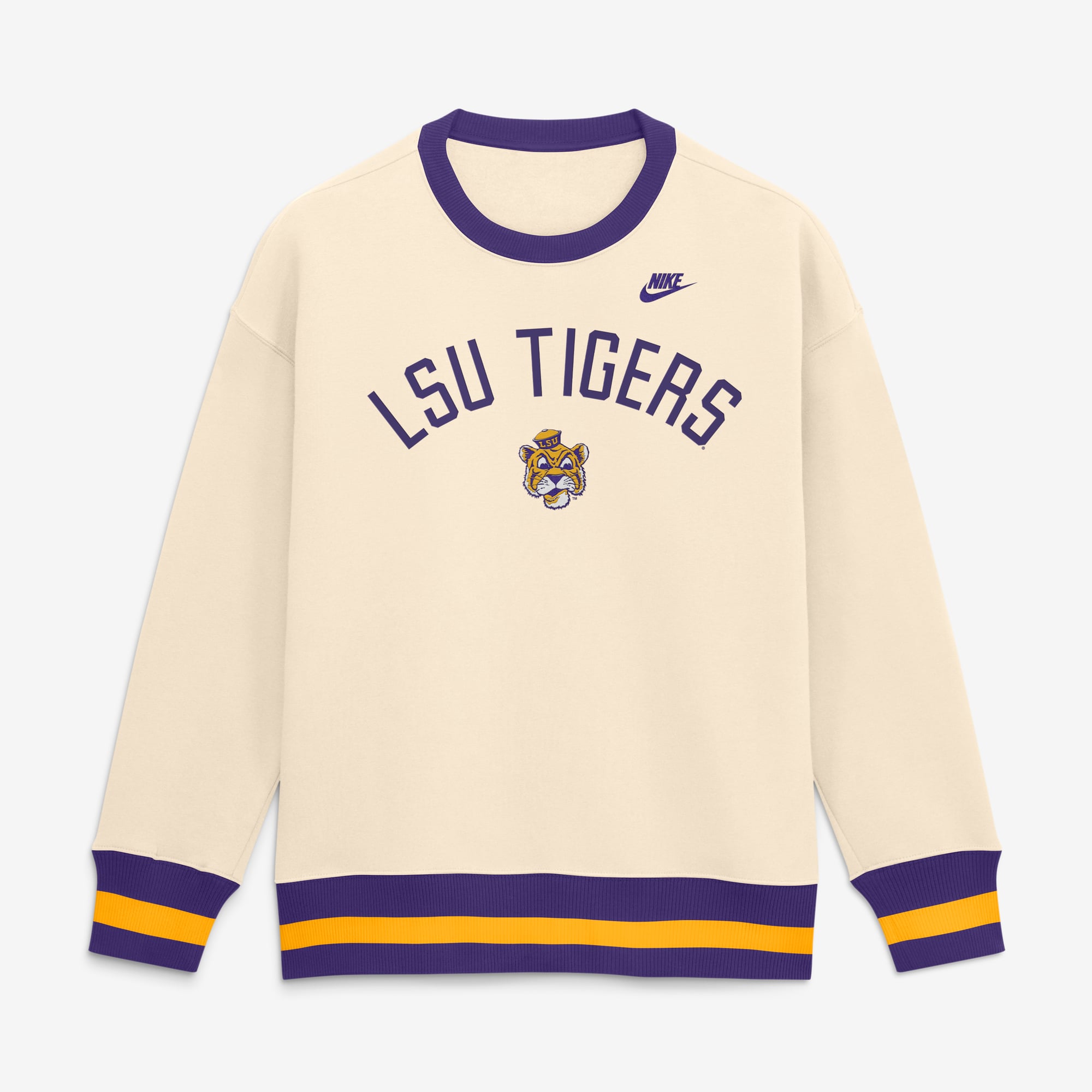 Women's Nike Natural LSU Tigers Oversized Legacy Arch Phoenix Sweatshirt