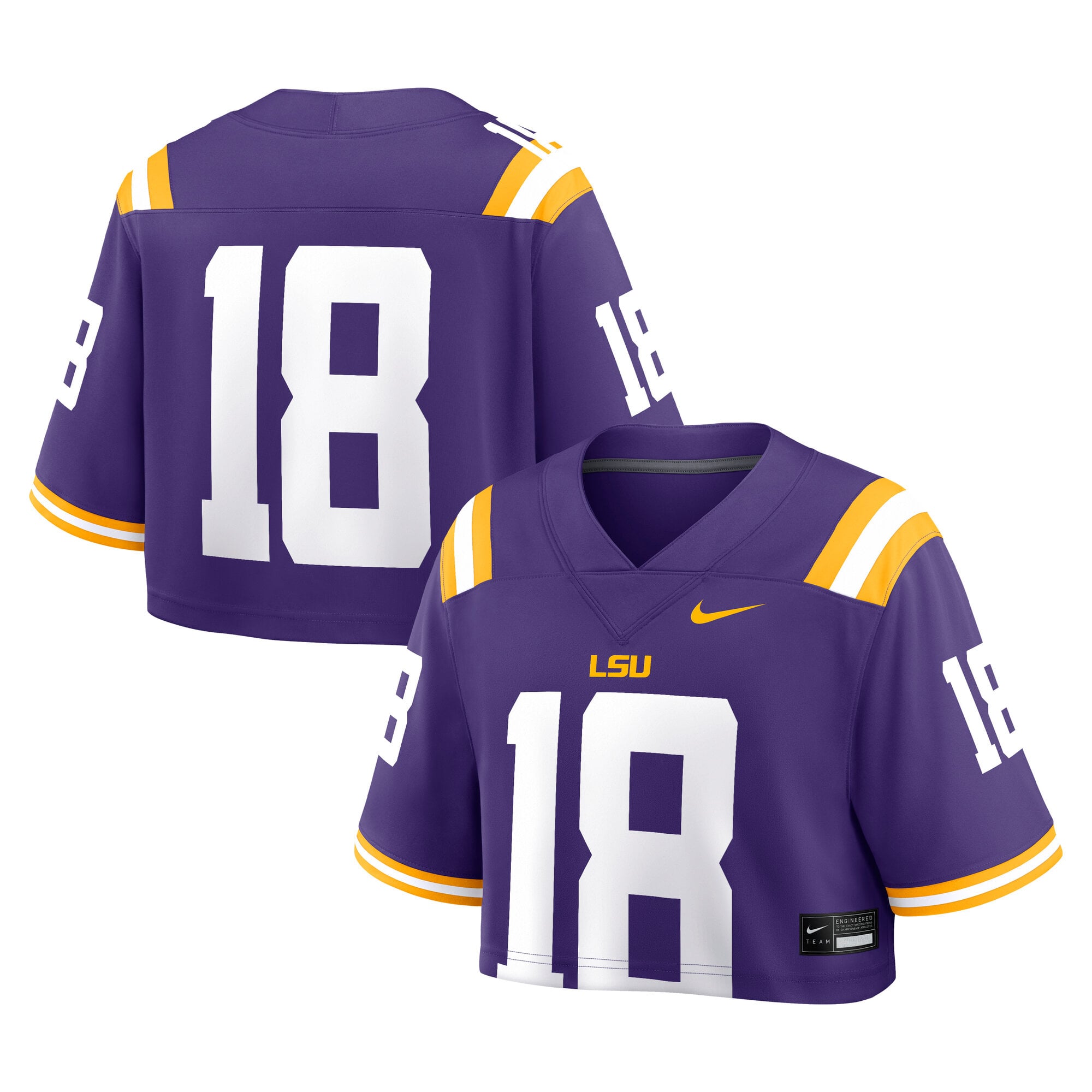 Maillot court de match Nike LSU Tigers violet pour femme