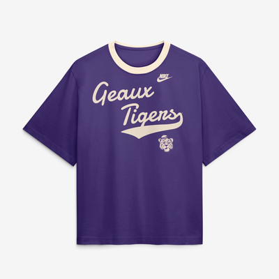 T-shirt boxy Nike Legacy Fight Song pour femme des LSU Tigers - Violet