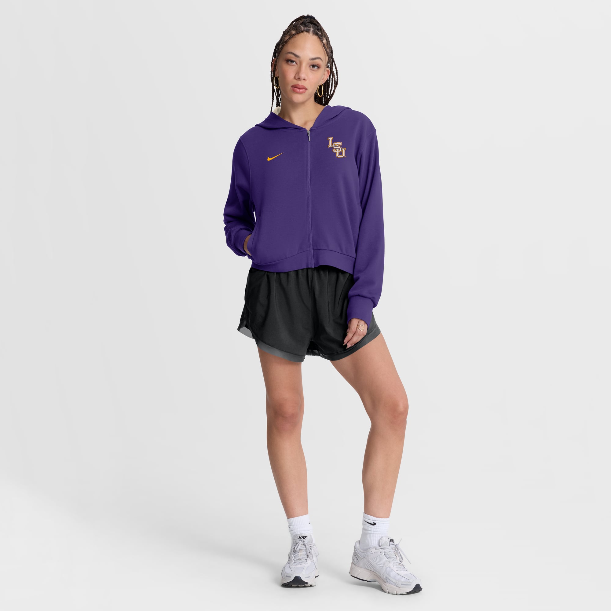 Women's Nike Purple LSU Tigers Mantra Cropped Full-Zip Hoodie