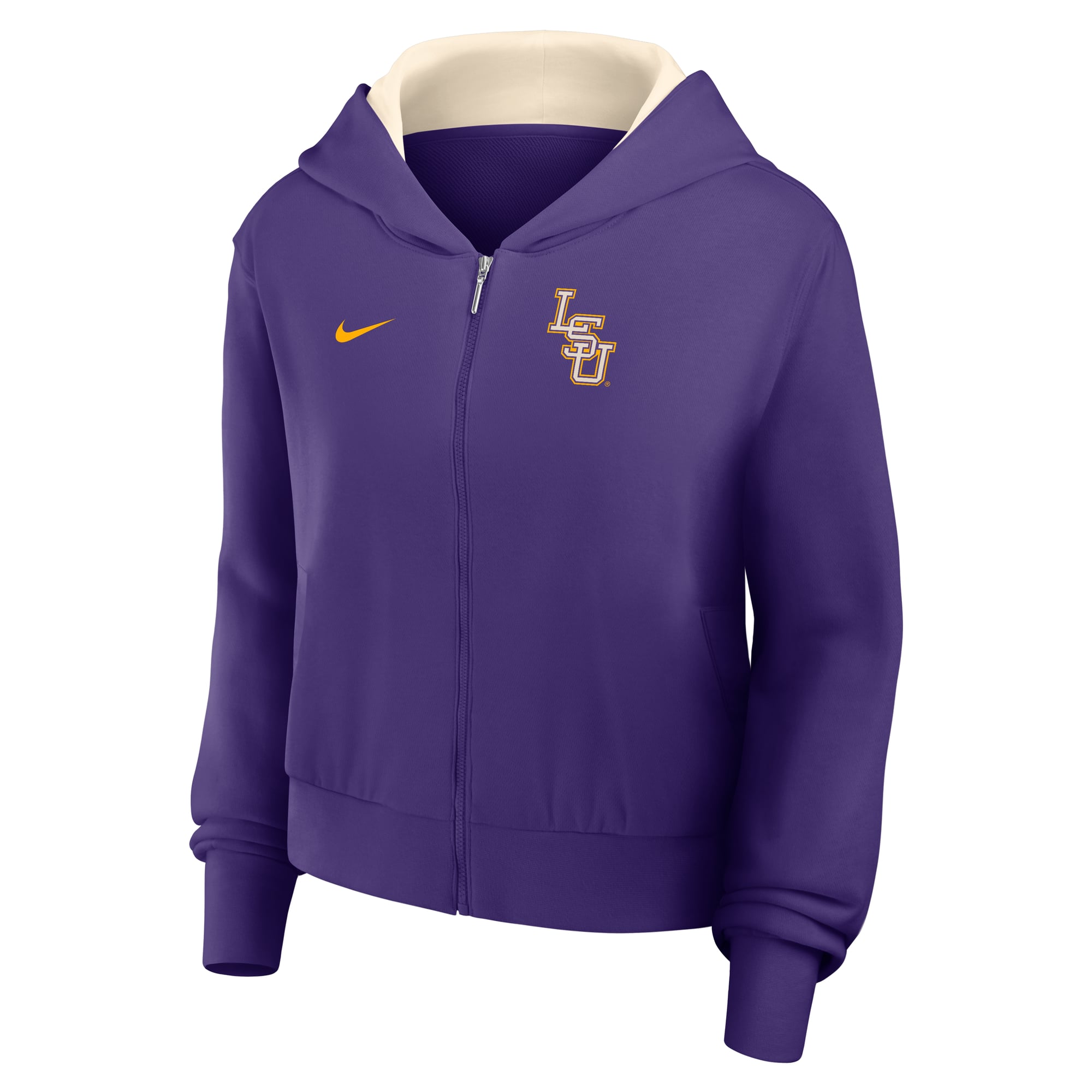 Women's Nike Purple LSU Tigers Mantra Cropped Full-Zip Hoodie