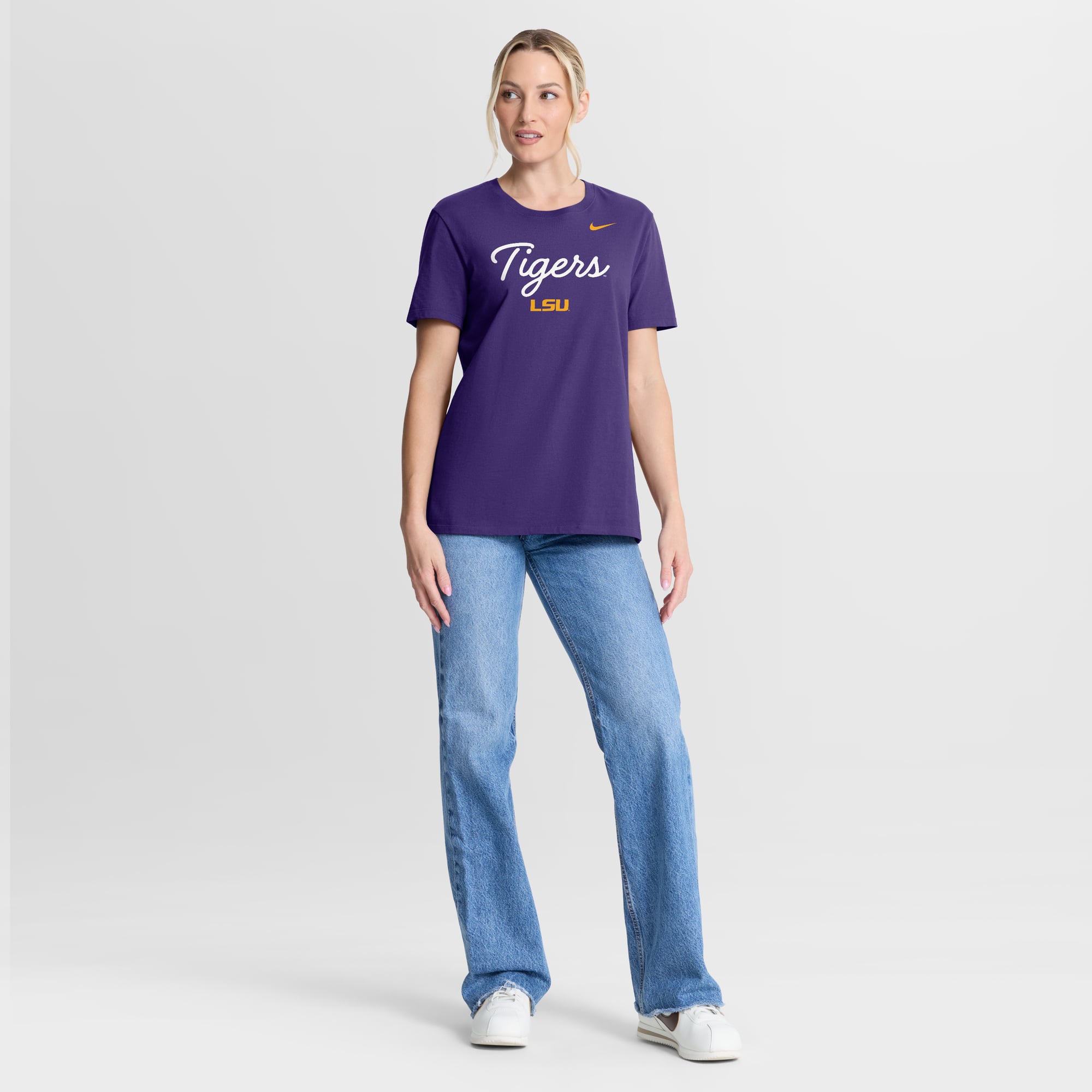 Women's Nike Purple LSU Tigers Script Mantra Logo T-Shirt