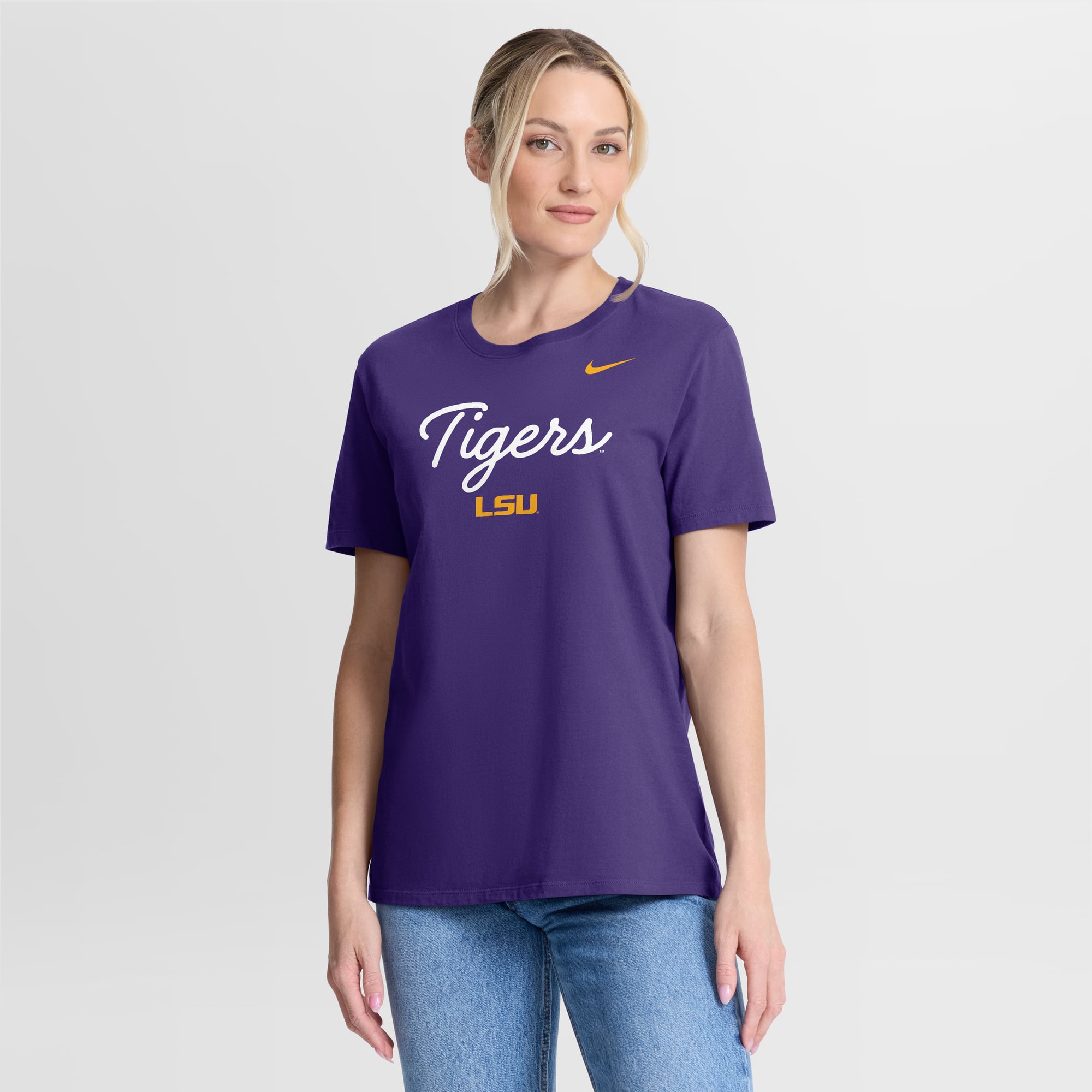 Women's Nike Purple LSU Tigers Script Mantra Logo T-Shirt
