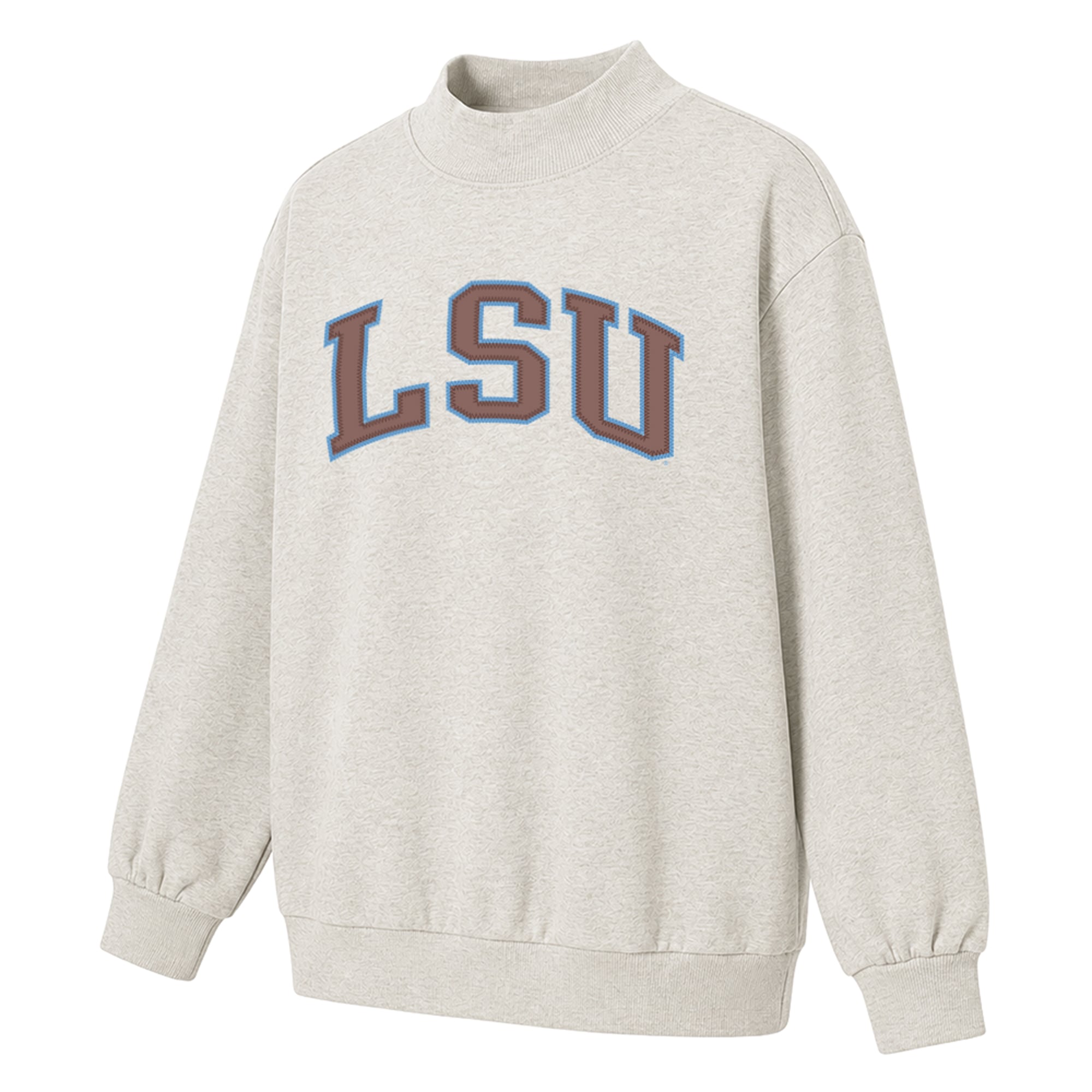 Women's  Oatmeal LSU Tigers Monroe Mock Neck Sweatshirt