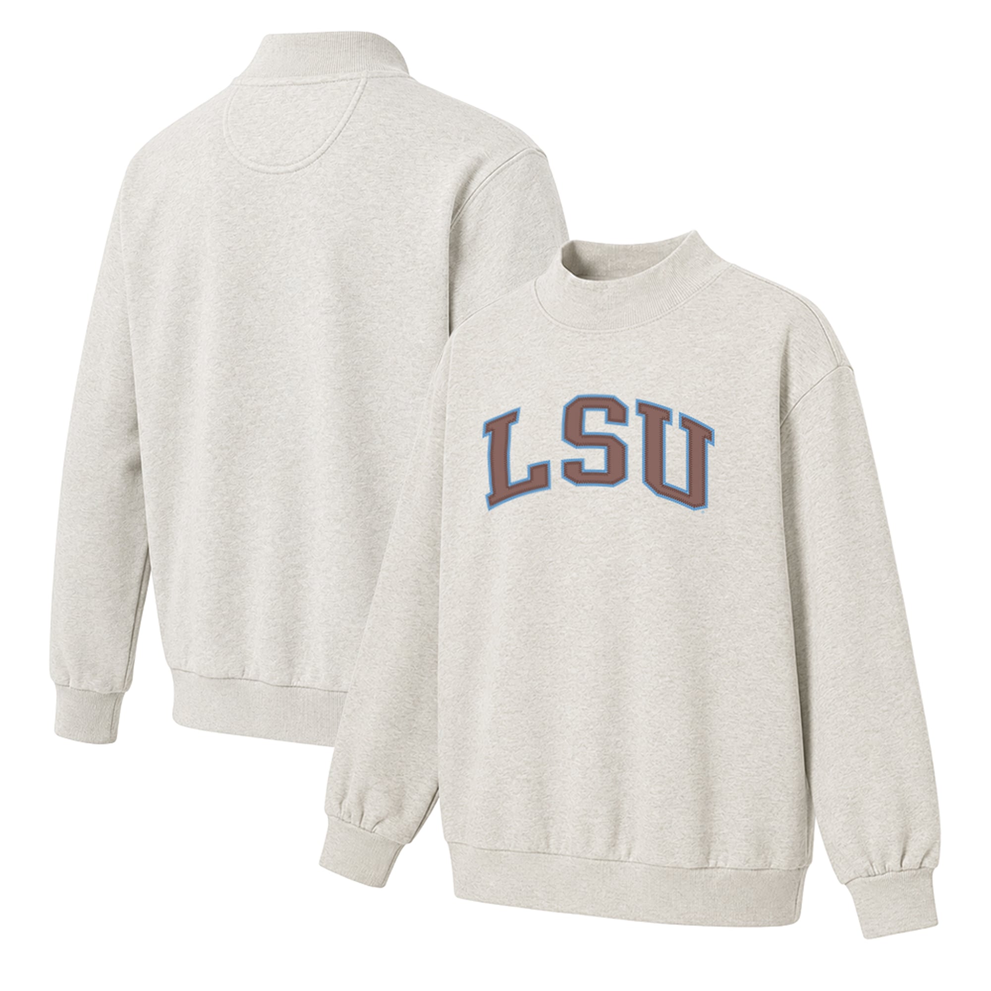 Women's Oatmeal LSU Tigers Monroe Mock Neck Sweatshirt
