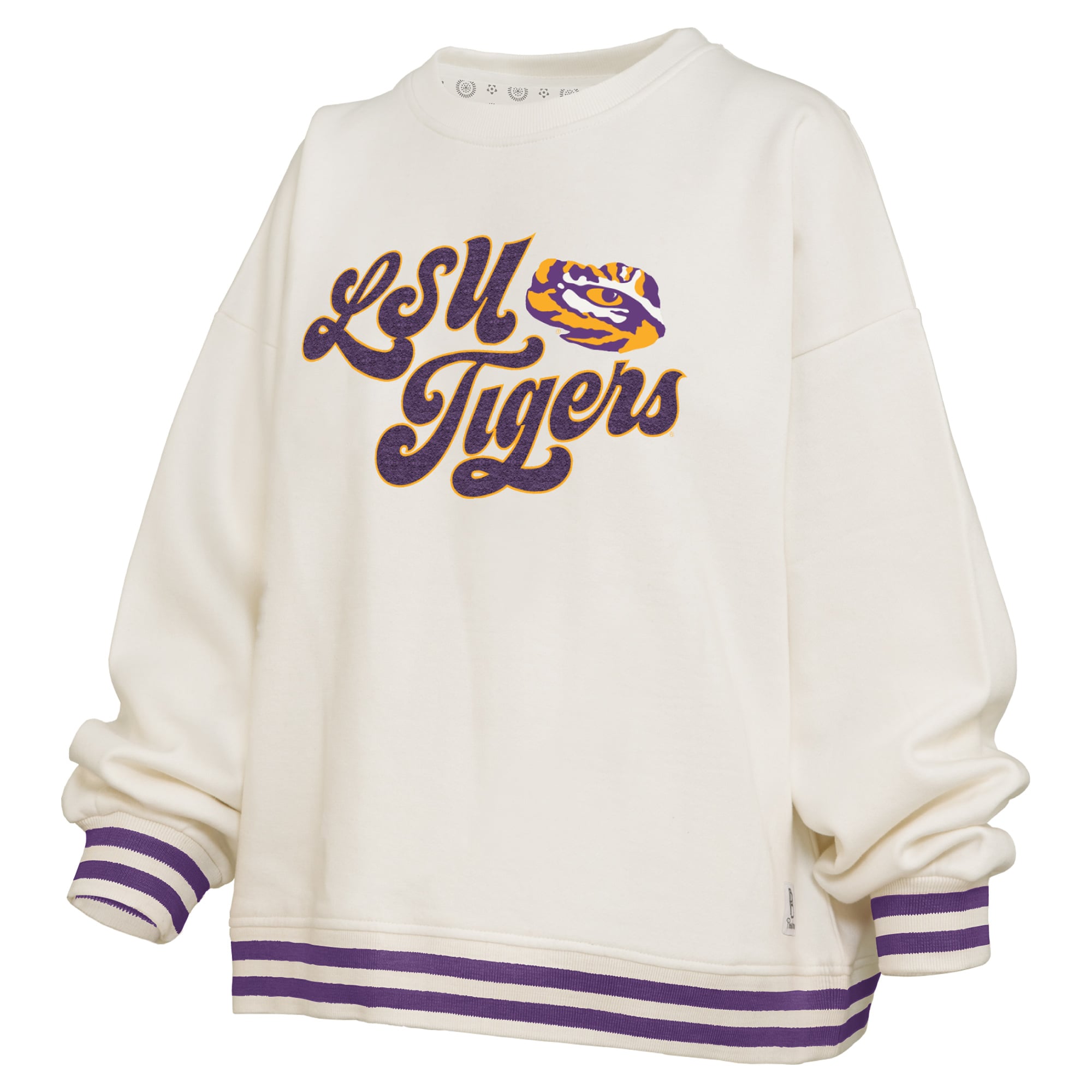 Sweat-shirt côtelé en chenille crème LSU Tigers Bonanza pour femme, Pressbox