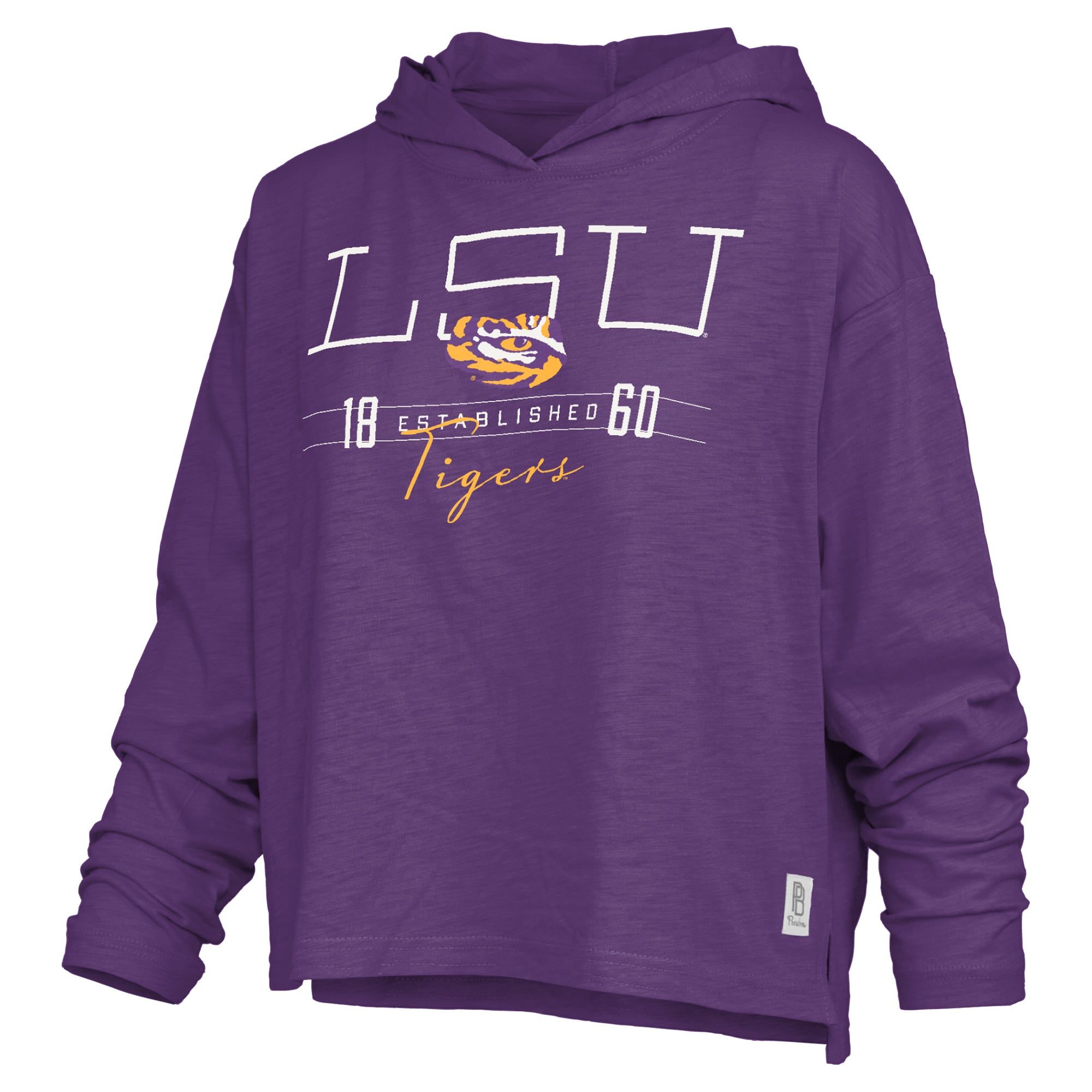 Women's Pressbox Purple LSU Tigers Castillo Slub Waist Length Long Sleeve Hooded T-Shirt