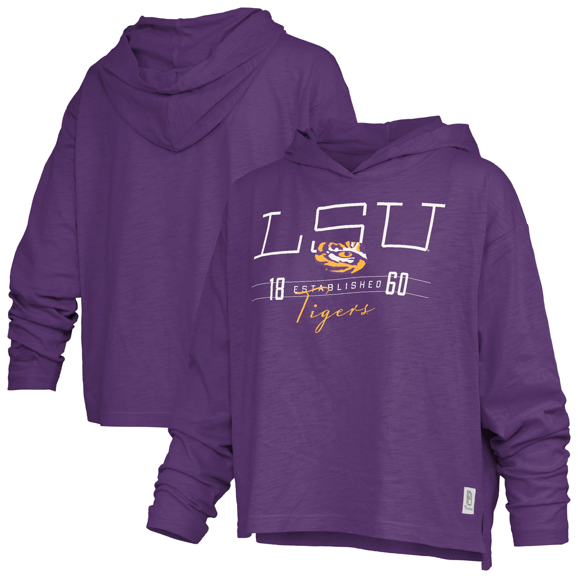 Women's Pressbox Purple LSU Tigers Castillo Slub Waist Length Long Sleeve Hooded T-Shirt
