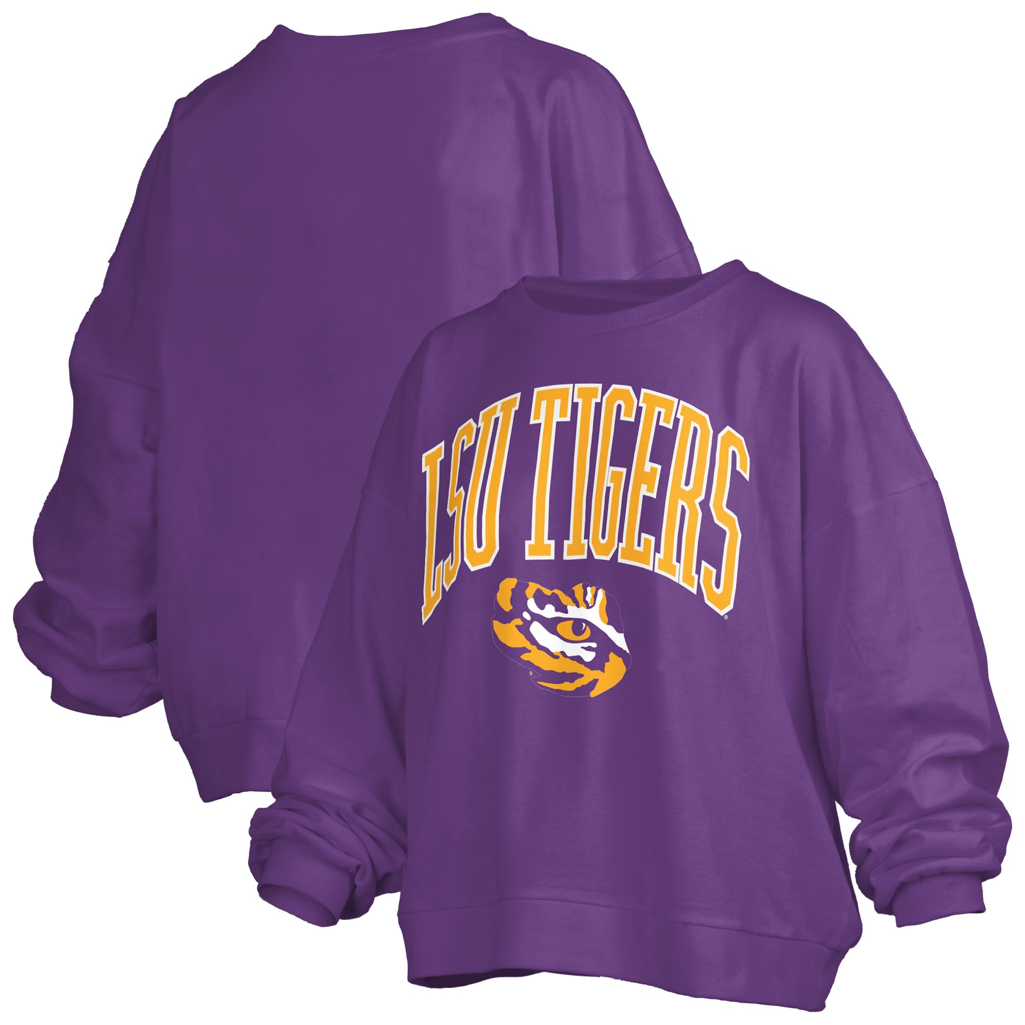 Sweat-shirt polaire oversize pour femme, violet, LSU Tigers, Janise Arch Over, style Pressbox.