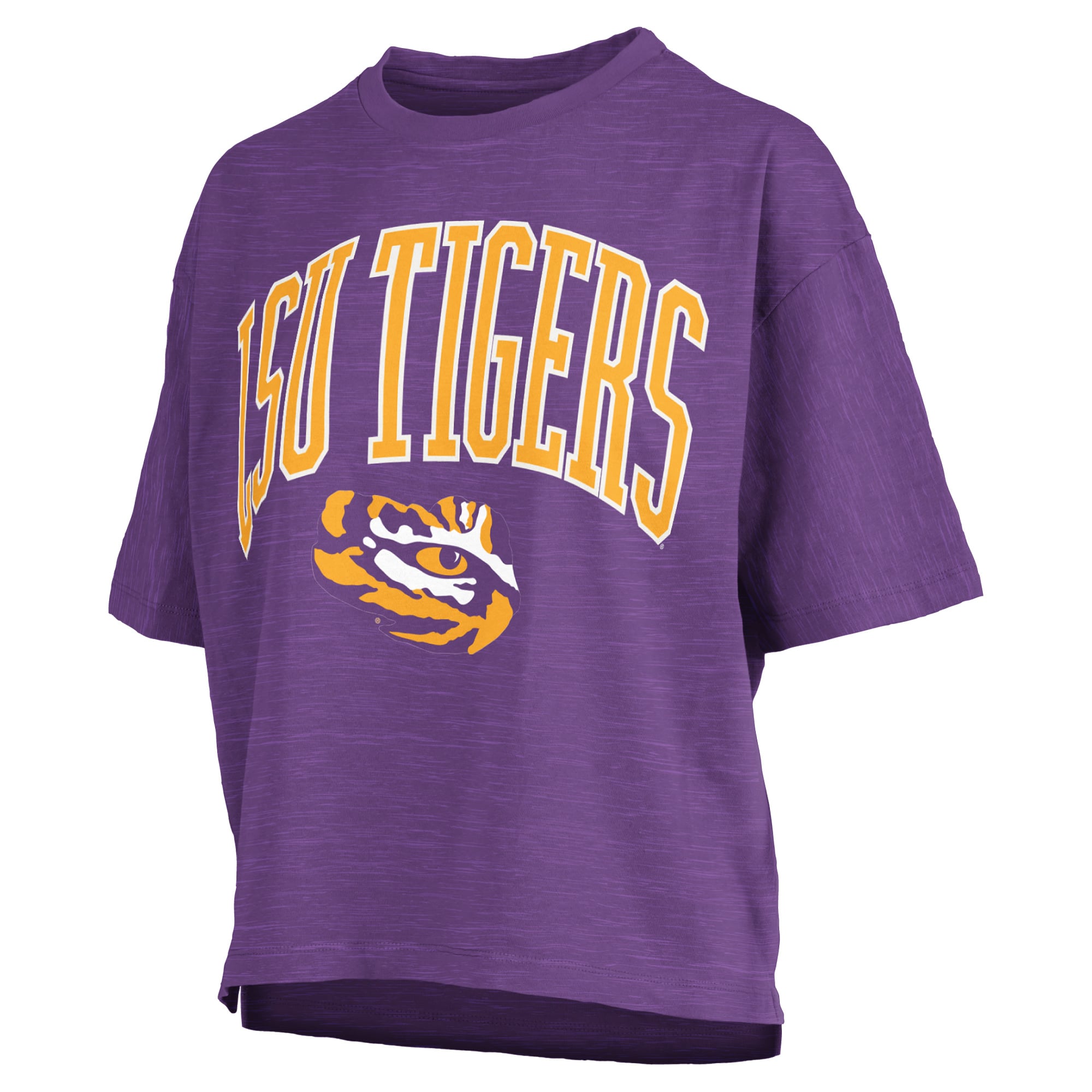 Women's Pressbox Purple LSU Tigers Oversized Nelson Arch Over Logo Slub T-Shirt