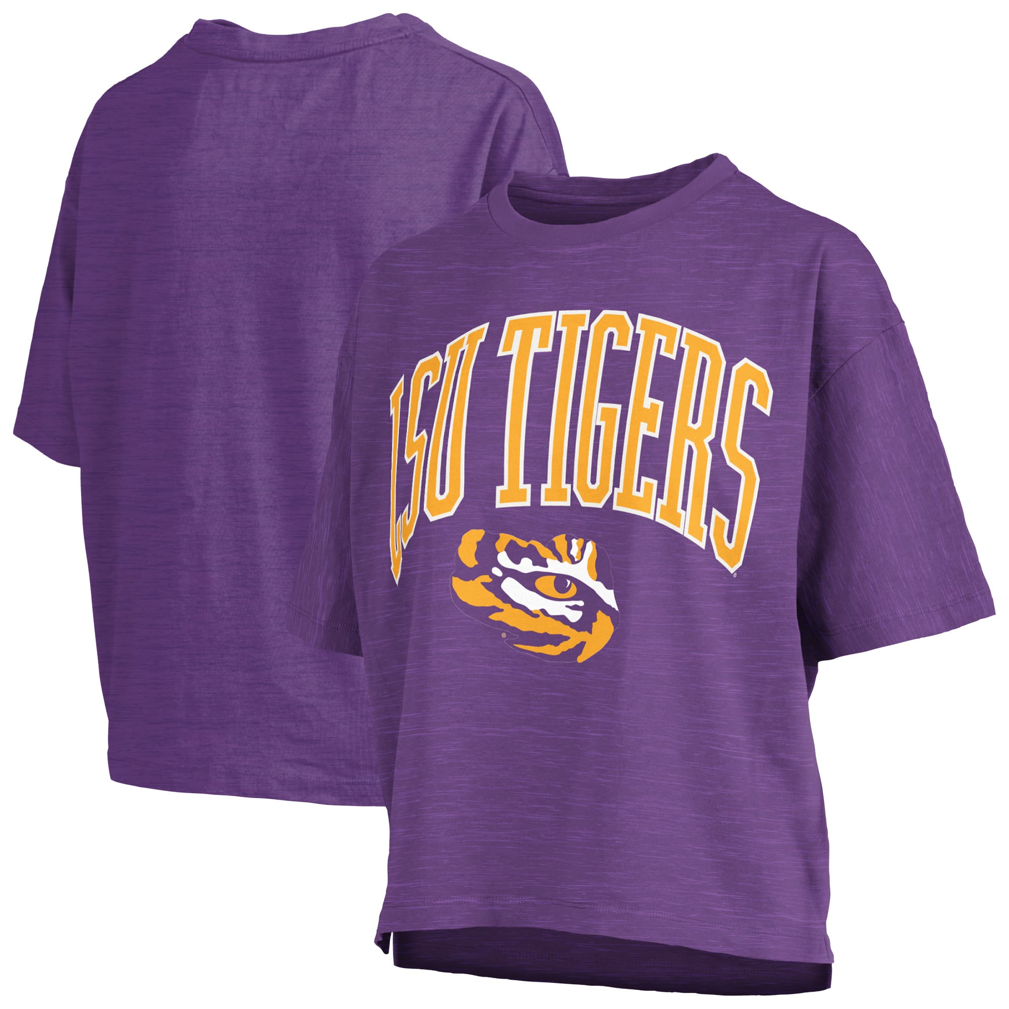 Women's Pressbox Purple LSU Tigers Oversized Nelson Arch Over Logo Slub T-Shirt