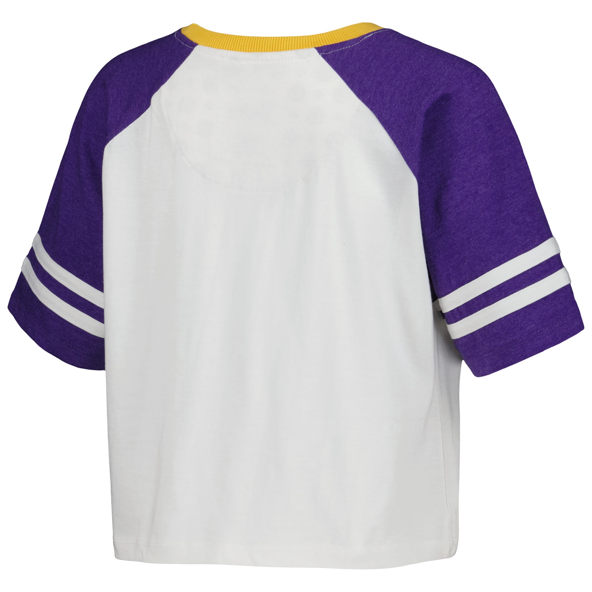 Women's Pressbox White LSU Tigers Melange Beaumont Cropped Raglan