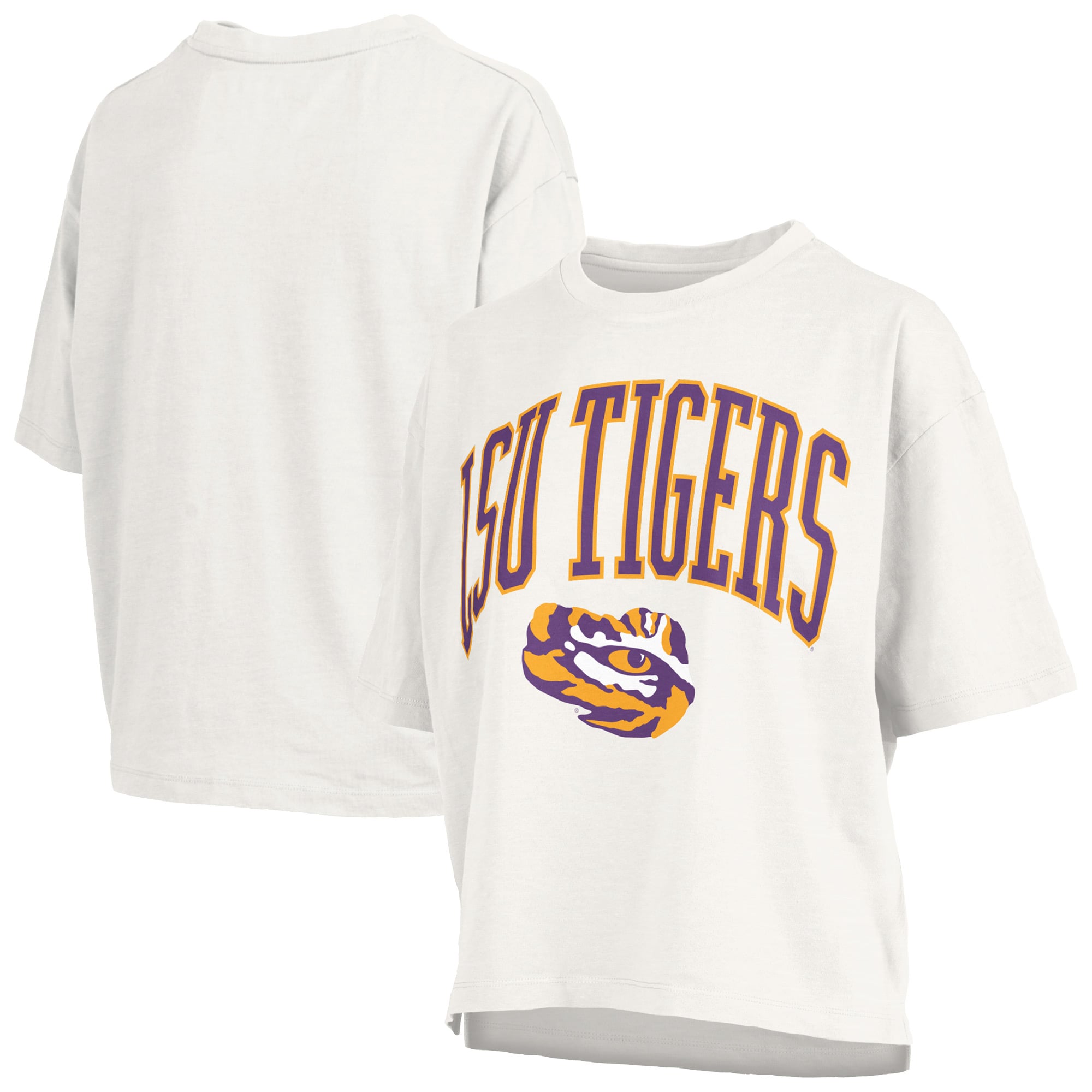 T-shirt oversize blanc Pressbox LSU Tigers Nelson Arch Over Logo Slub pour femme